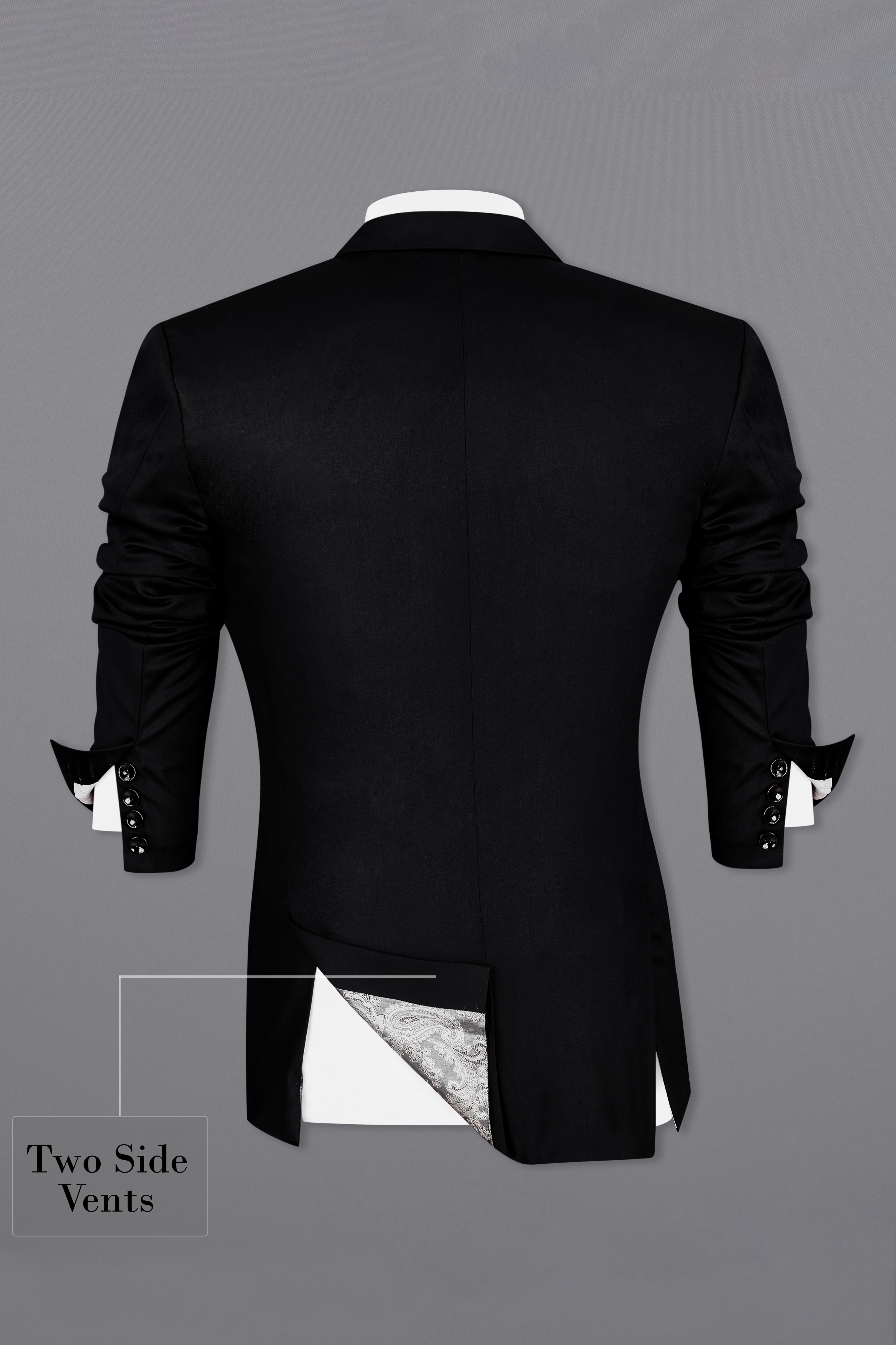 Jade Black Subtle Sheen Double Breasted Suit