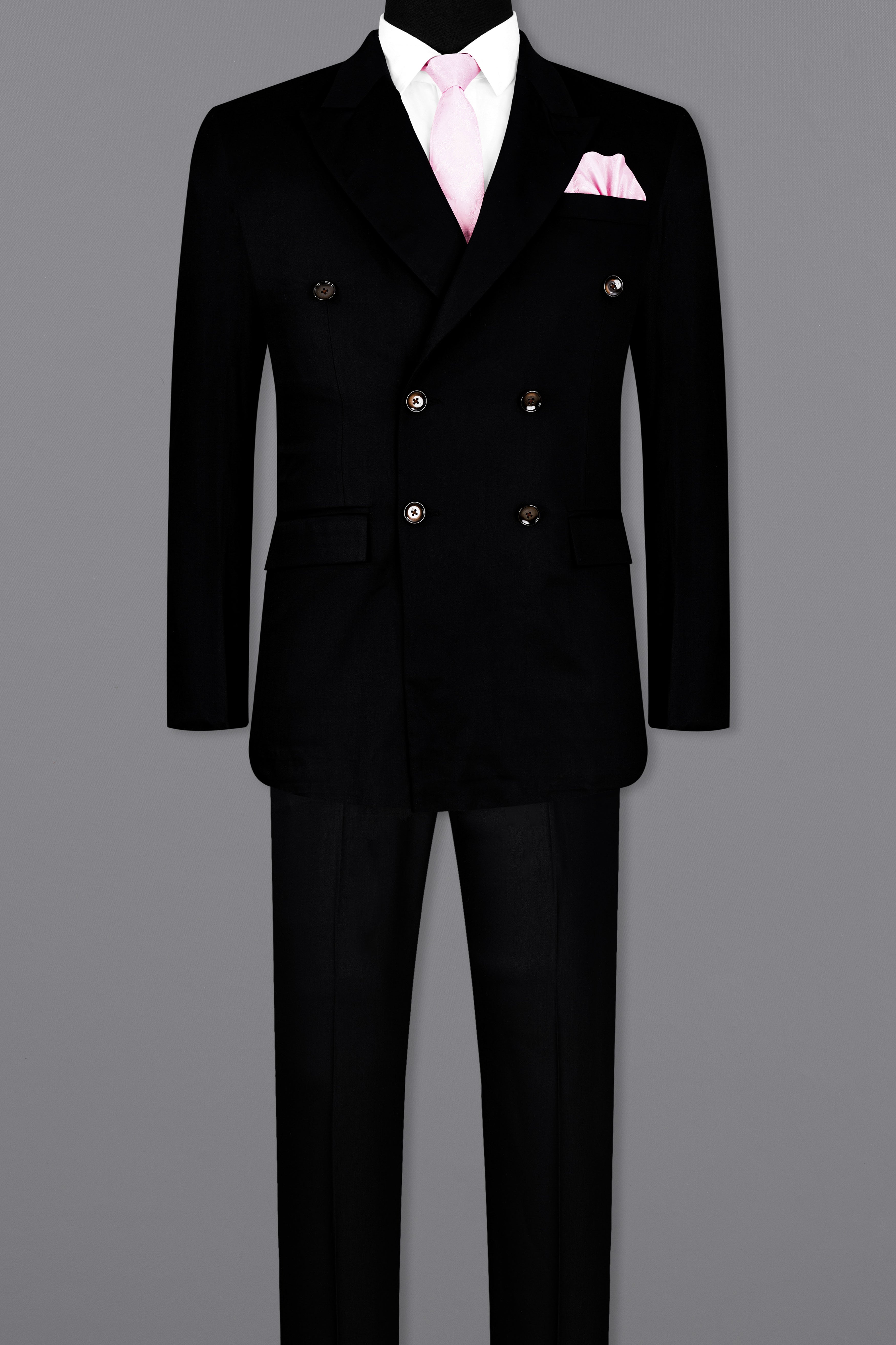 Jade Black Subtle Sheen Double Breasted Suit