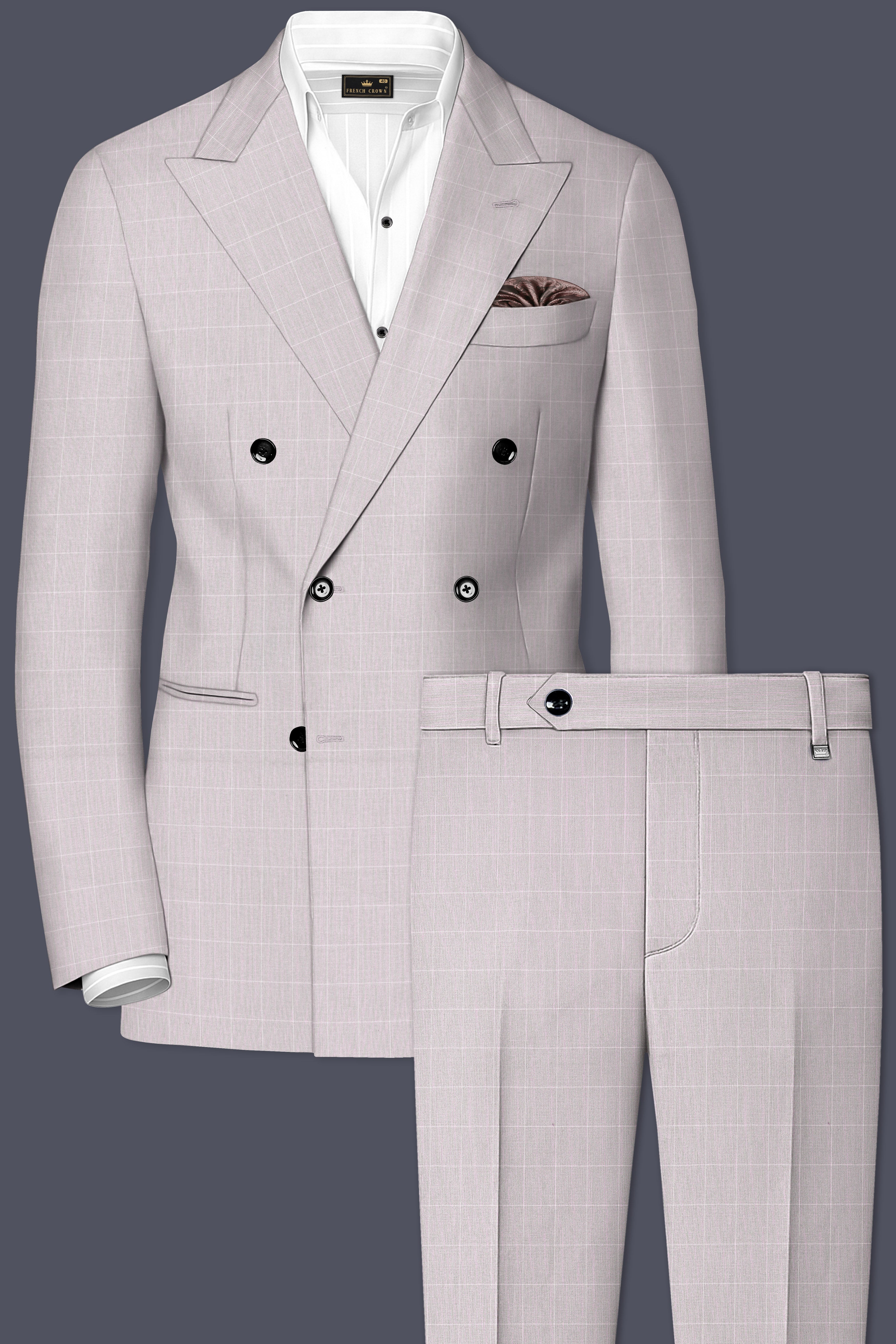 Martini Gray Checkered Double Breasted Suit