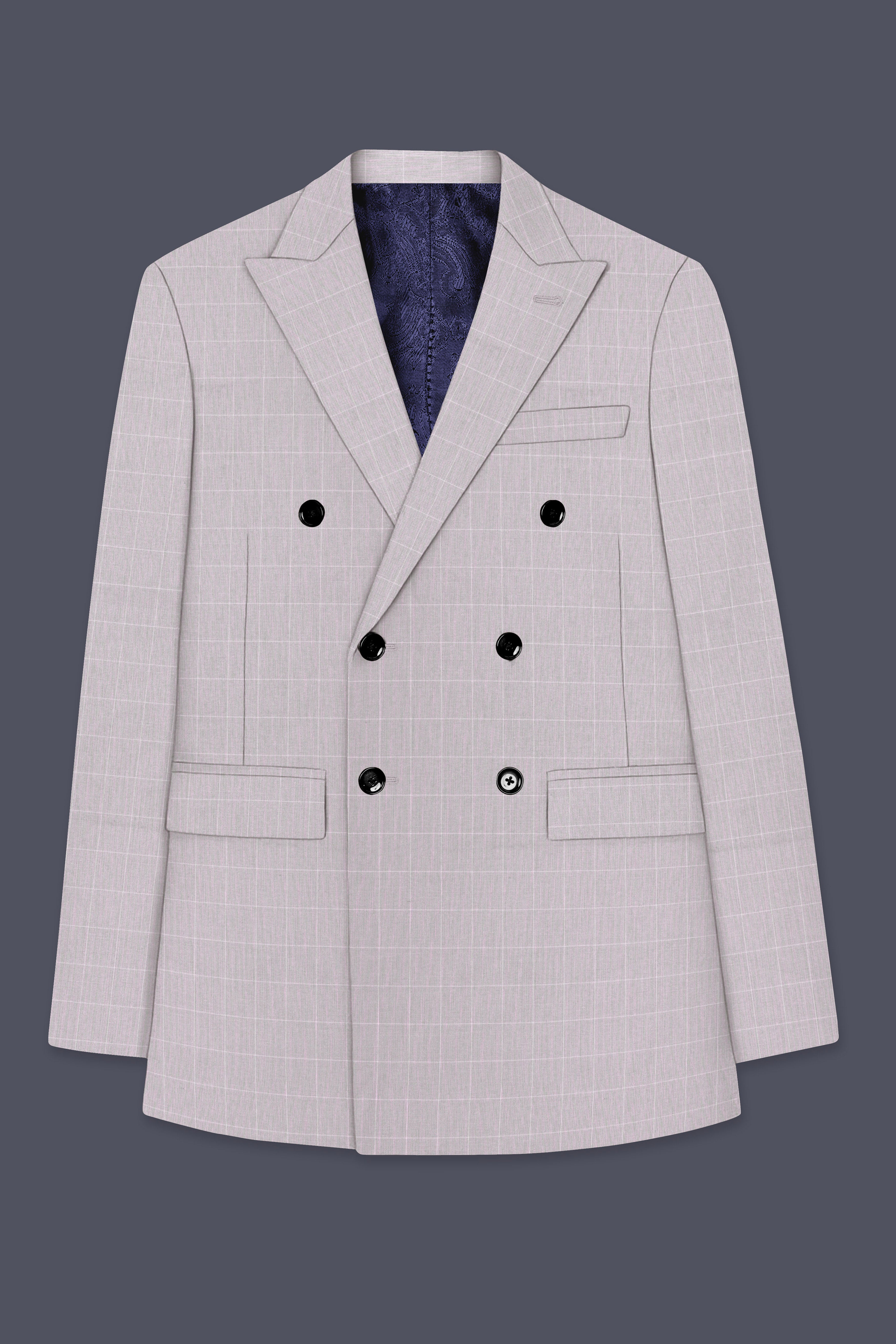 Martini Gray Checkered Double Breasted Suit