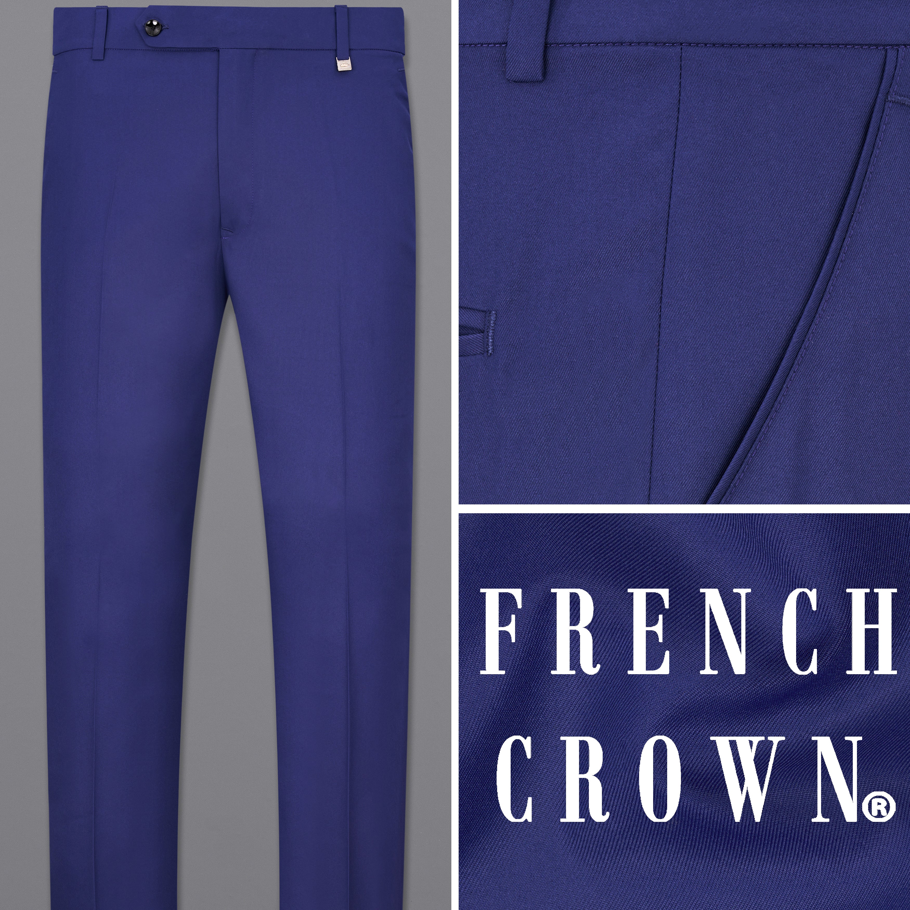 Pesado Navy Blue & Royal Blue Trouser For Men's Pants