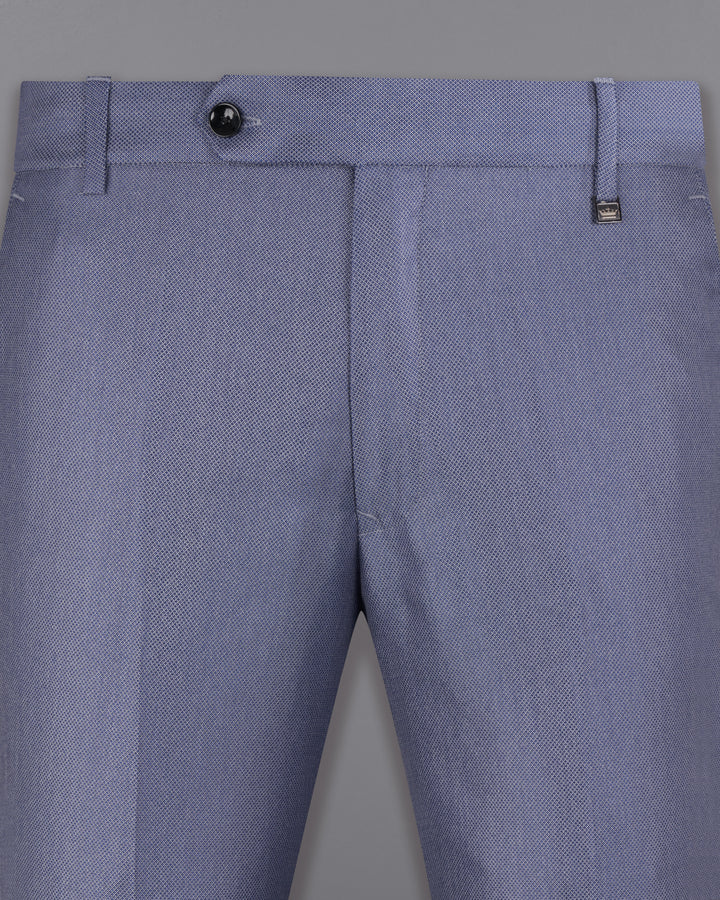 Sky Blue PlainSolid Regular Fit Linen Pants For Men