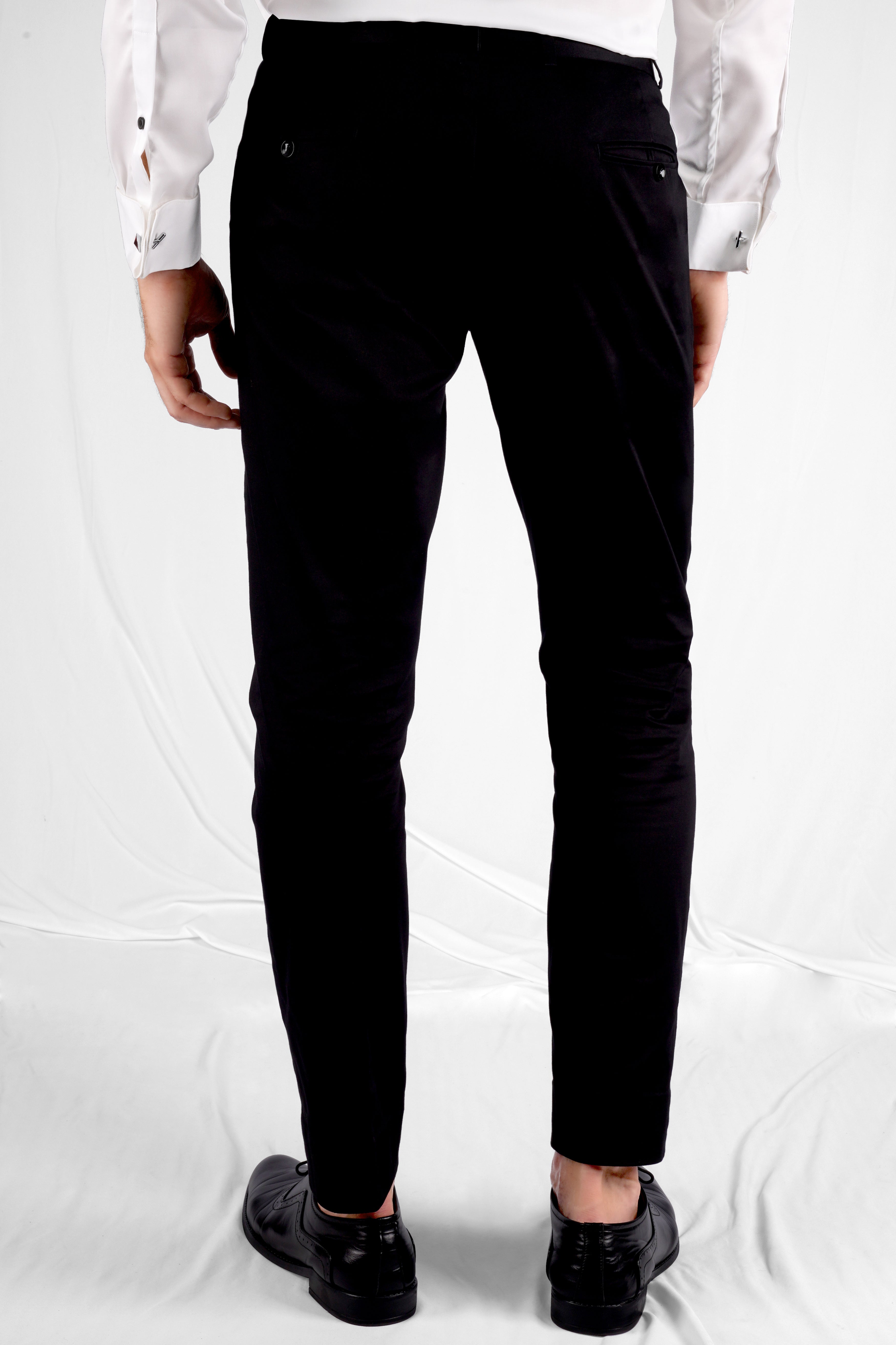 Onyx black velvet high waisted flat-front Chino Pants