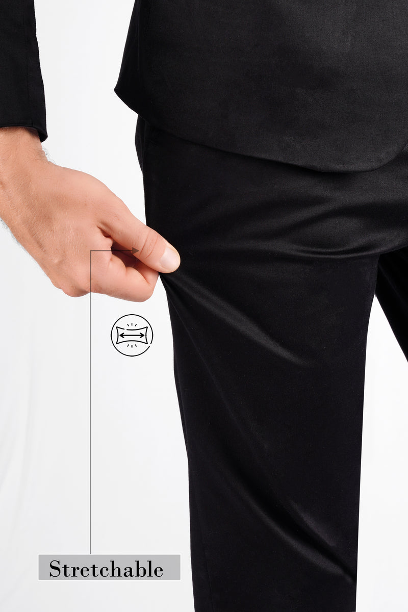 Jade Black Solid Stretchable Premium Cotton traveler Pant