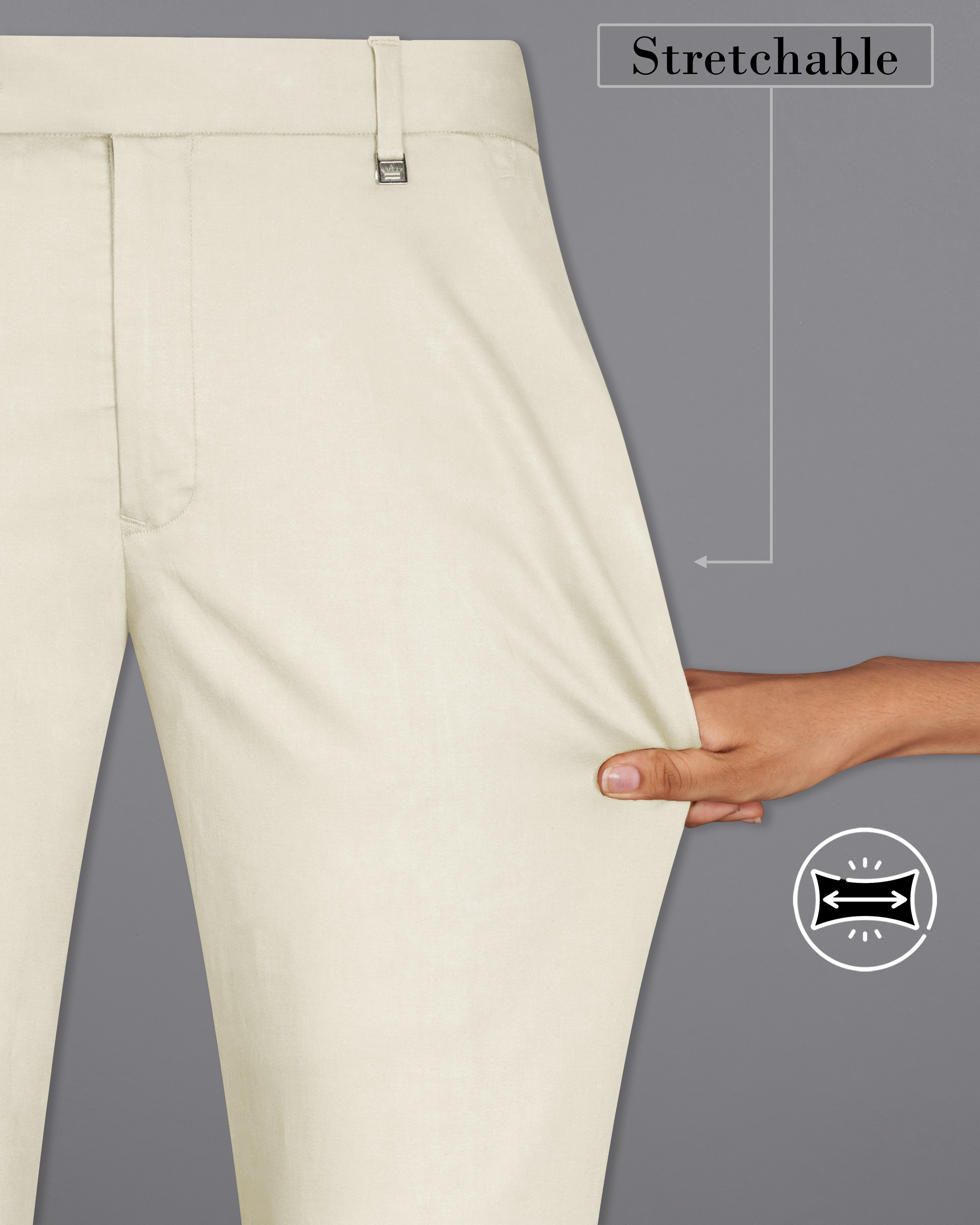Kiton - Cream Cotton Stretch Flat Front Pant | Mitchell Stores