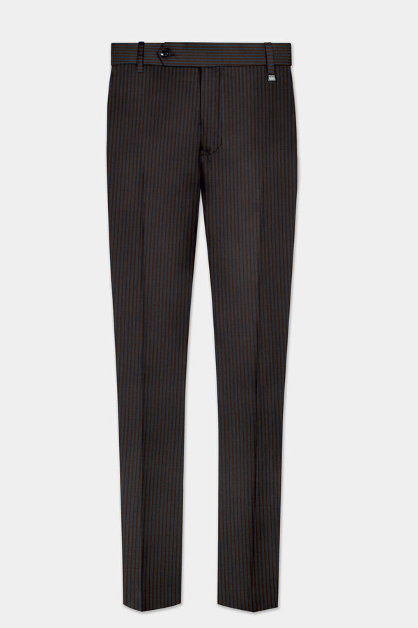 Eclipse Brown with Kashmir Blue Striped Wool Blend Pant