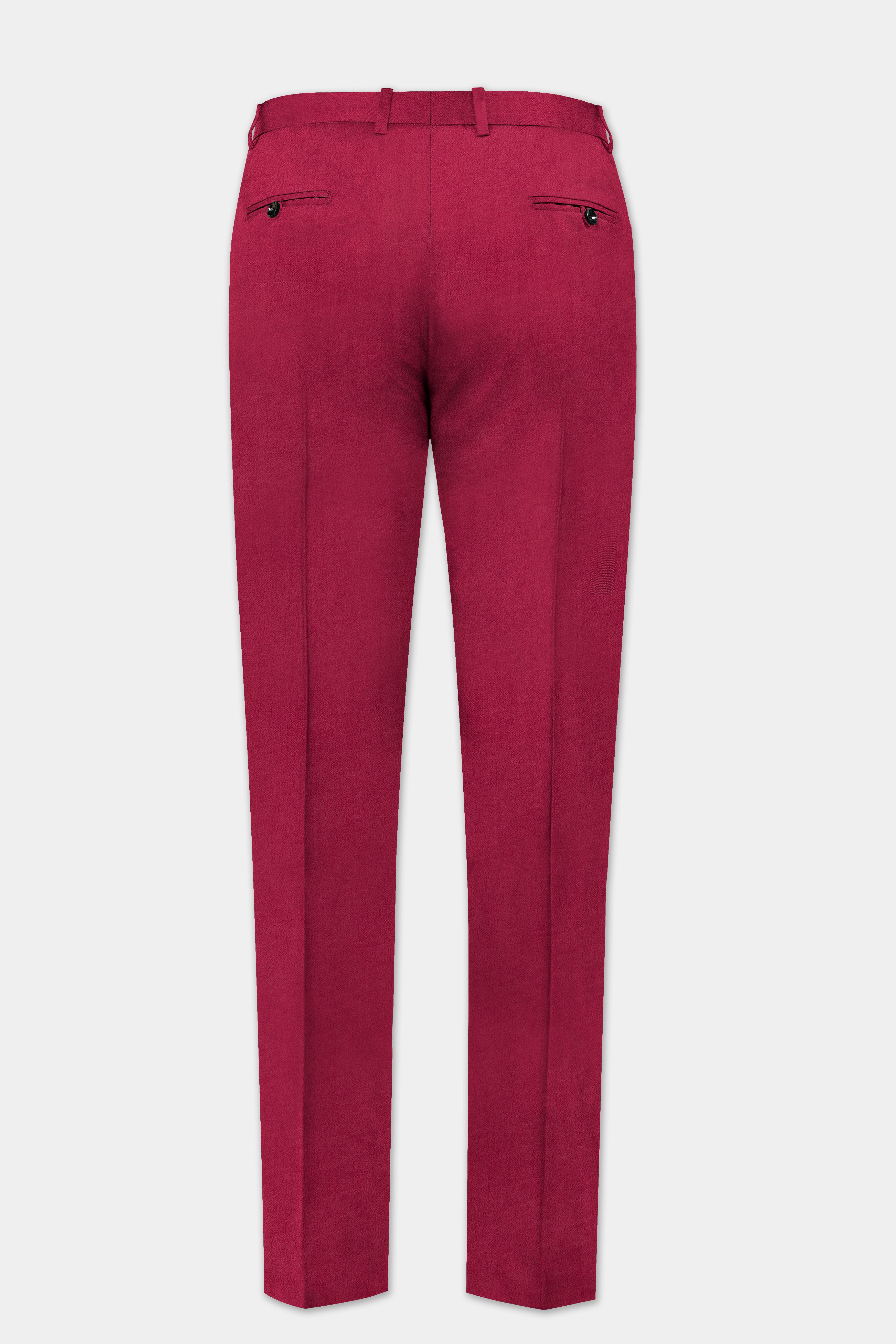 Claret Red Solid Velvet Stretchable Waistband Pant