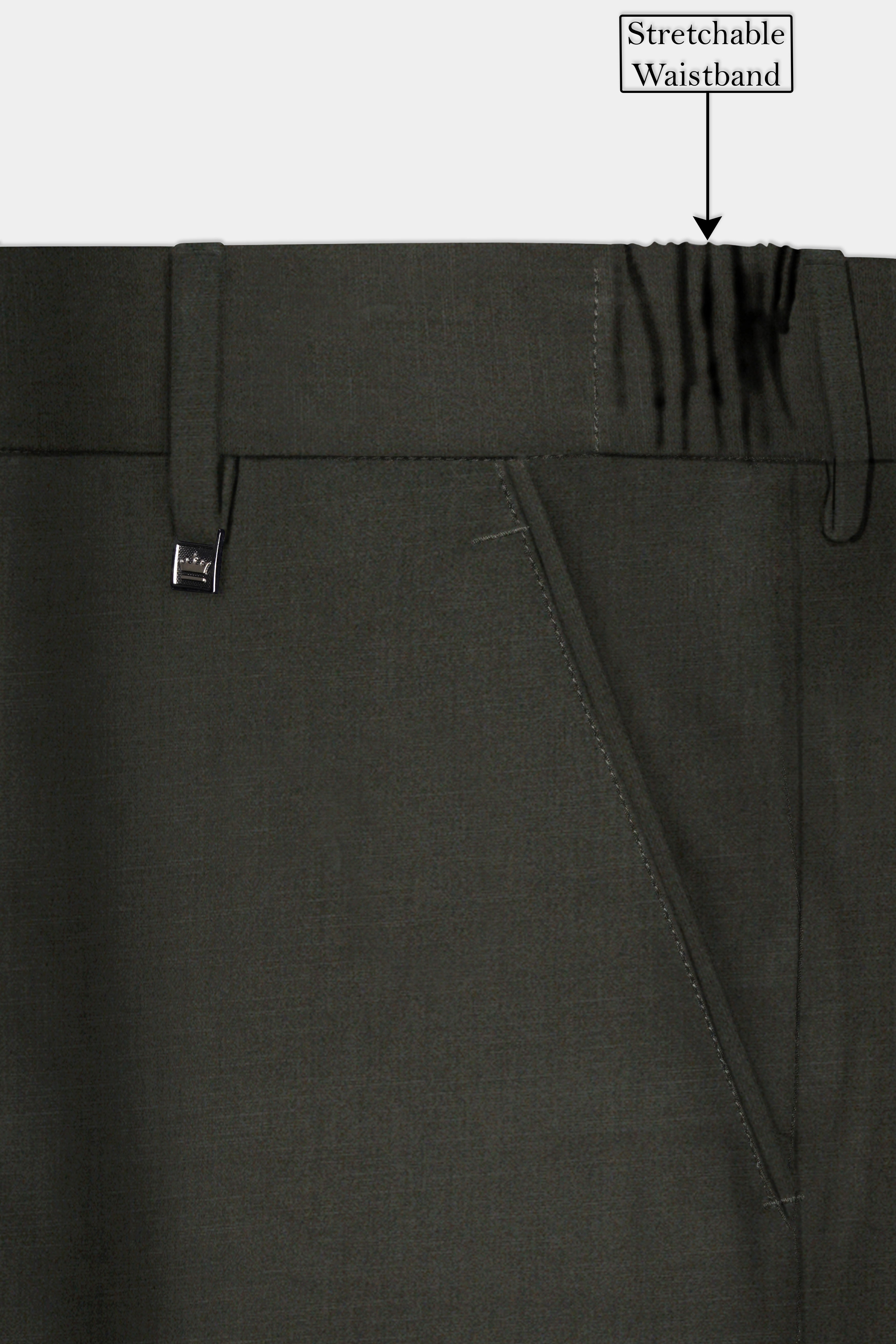 Rangoon Green Wool Blend Stretchable Waistband Pant