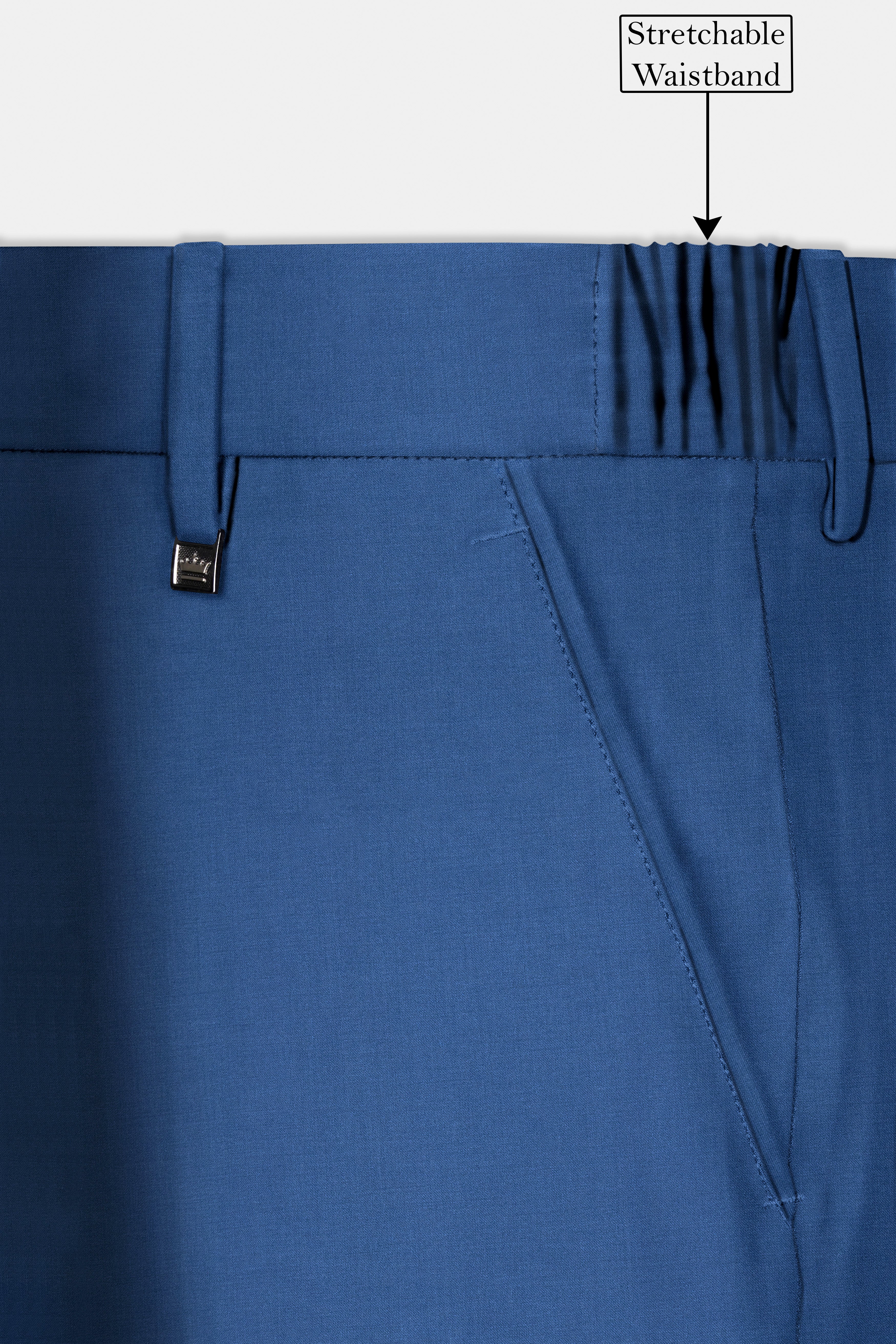 Rhino Blue Solid Wool Blend Stretchable Waistband Pant