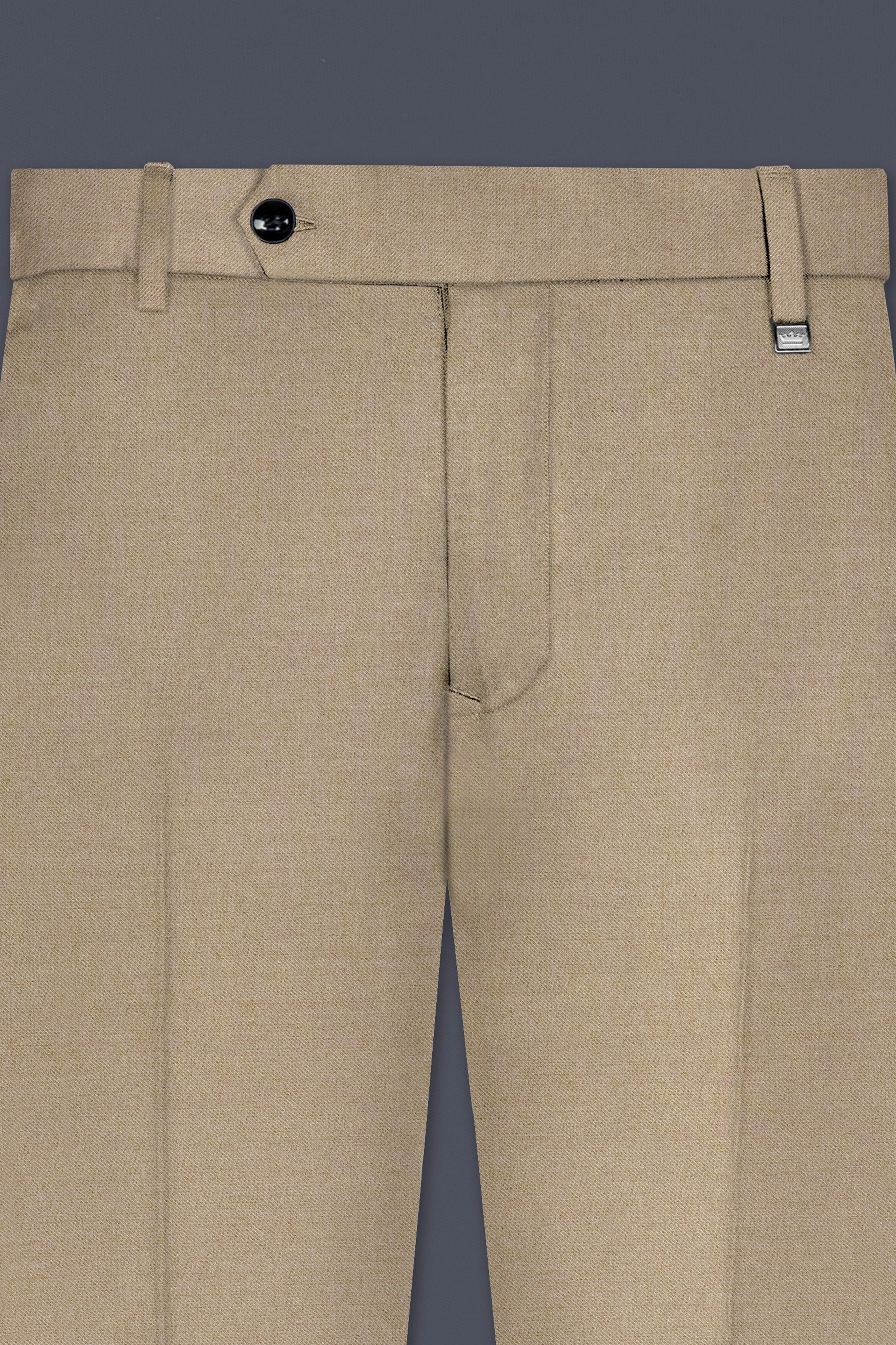 Hillary Cream Solid Wool Blend Stretchable Waistband Pant