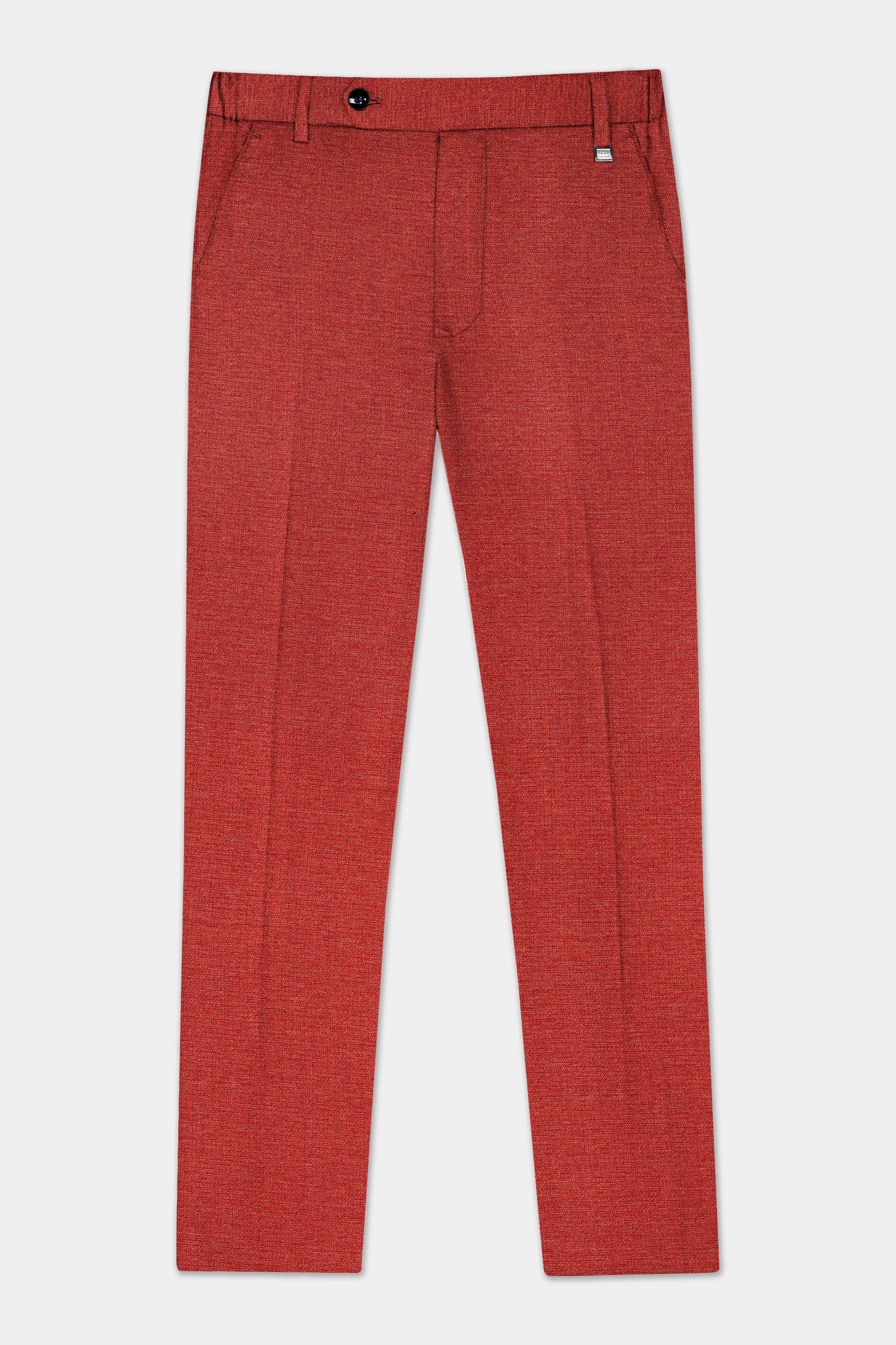 Brick Red Textured Stretchable Waistband Pant