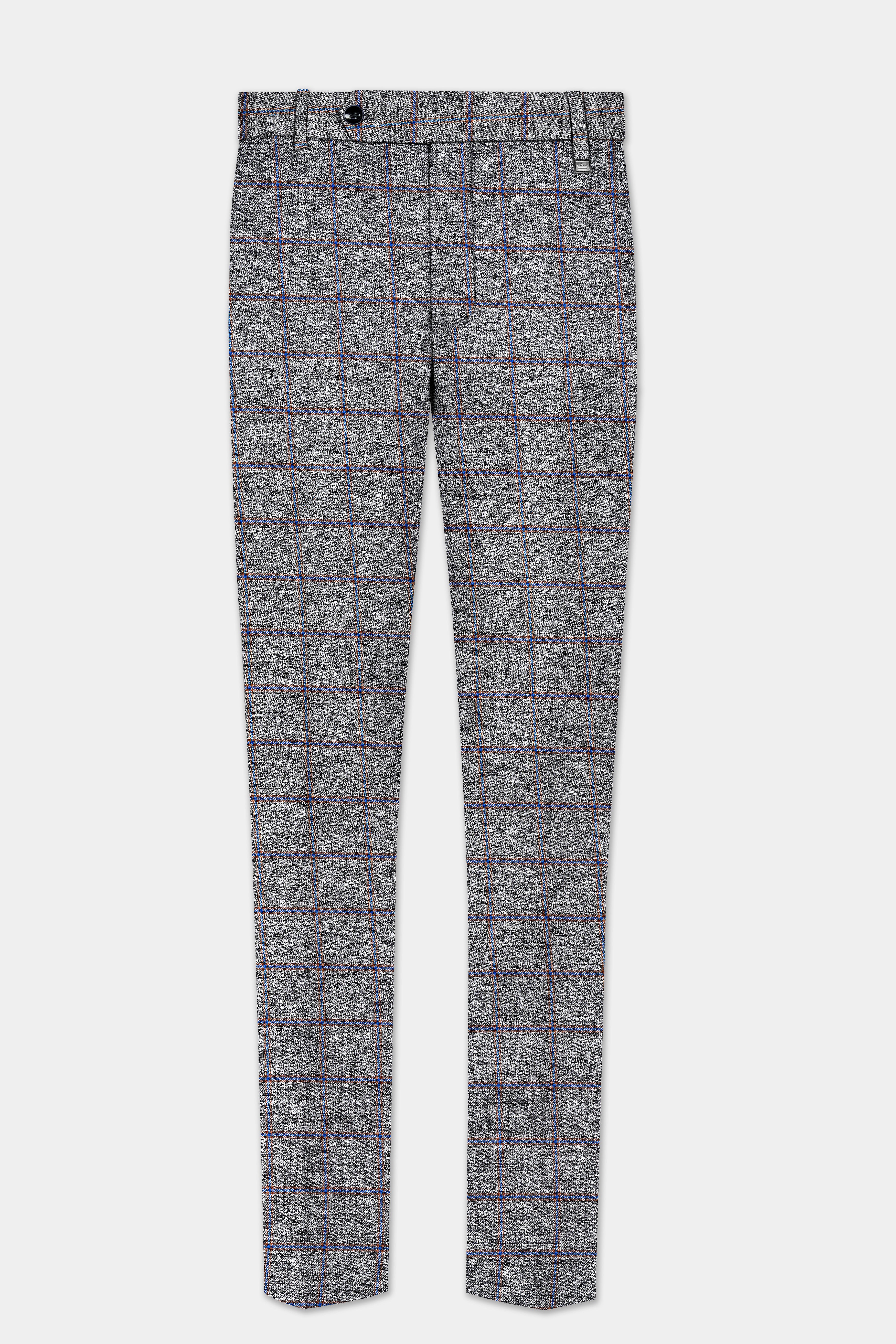 Smokey Gray Windowpane Wool Blend Pant