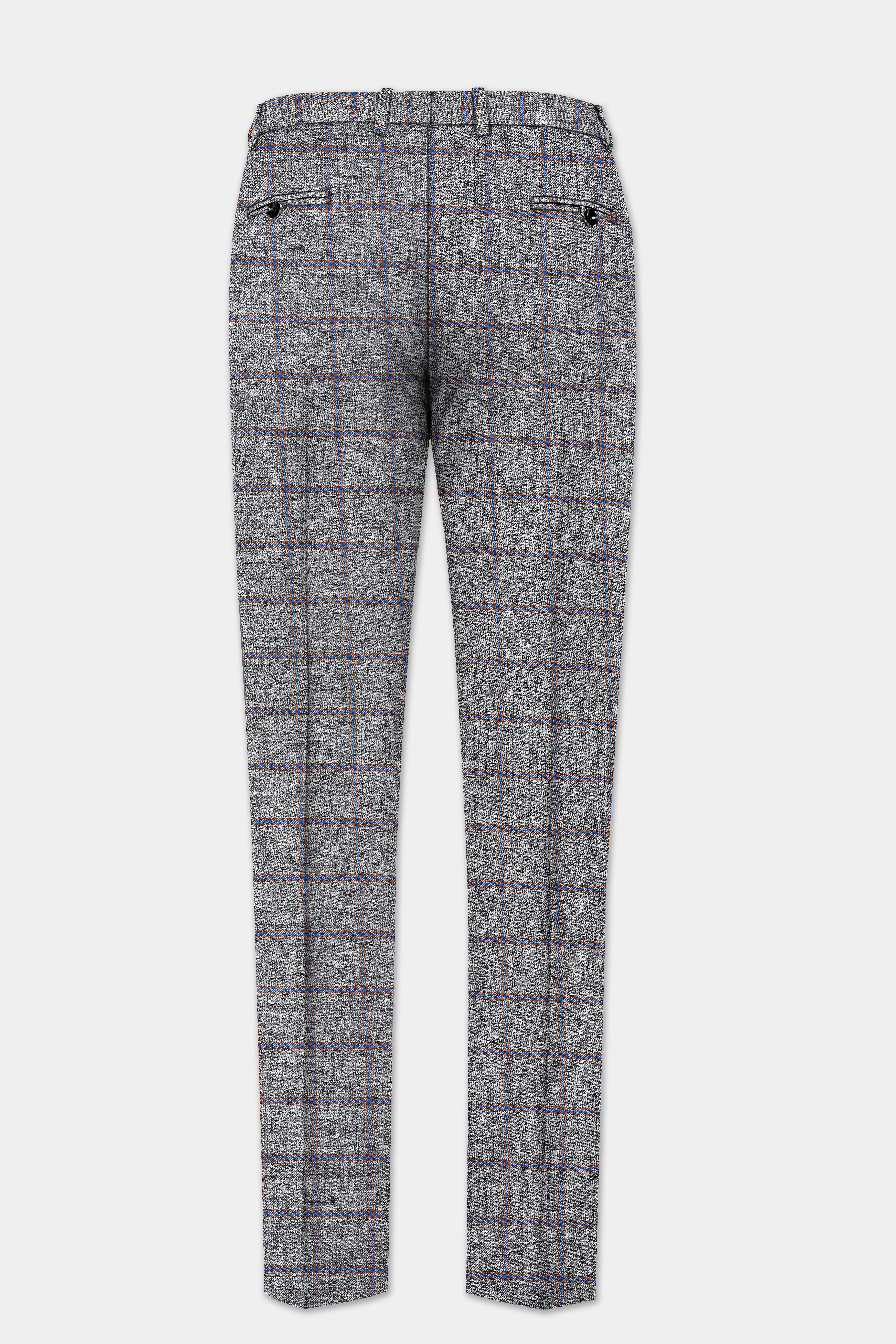 Smokey Gray Windowpane Wool Blend Pant