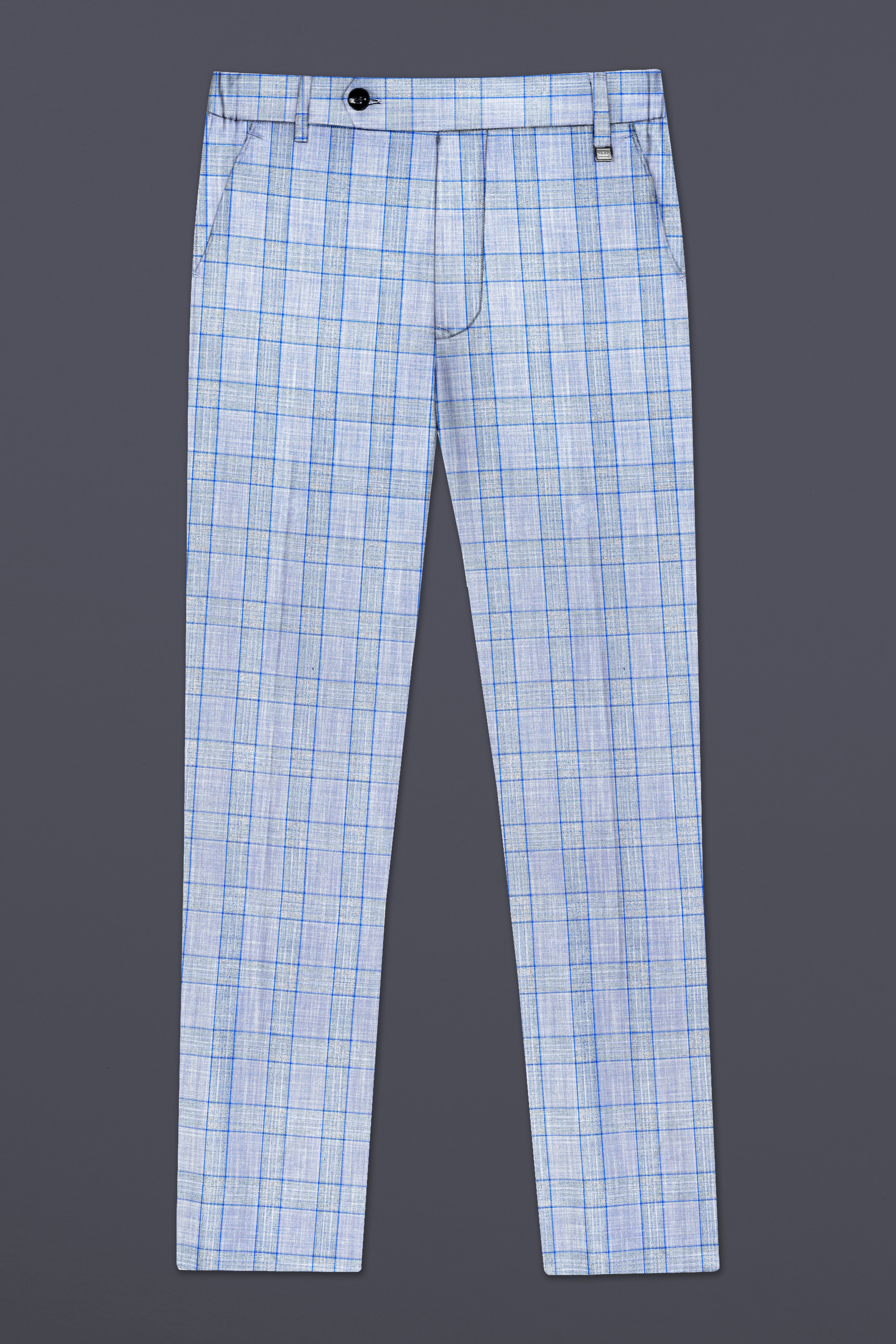 Slate Blue with Tapa Brown Plaid Wool Rich Pant