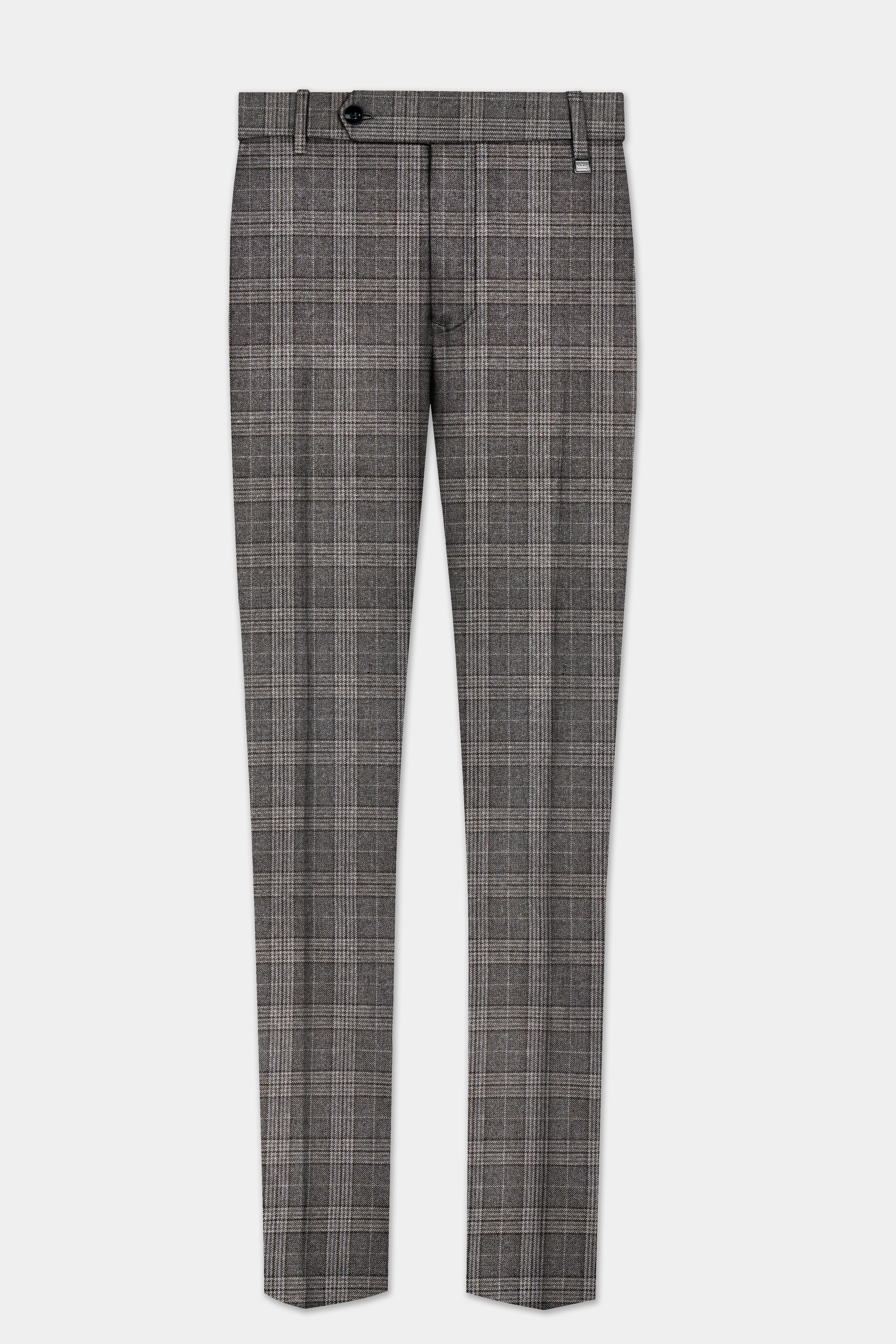 Iridium Gray Plaid Tweed Stretchable Waistband Pant