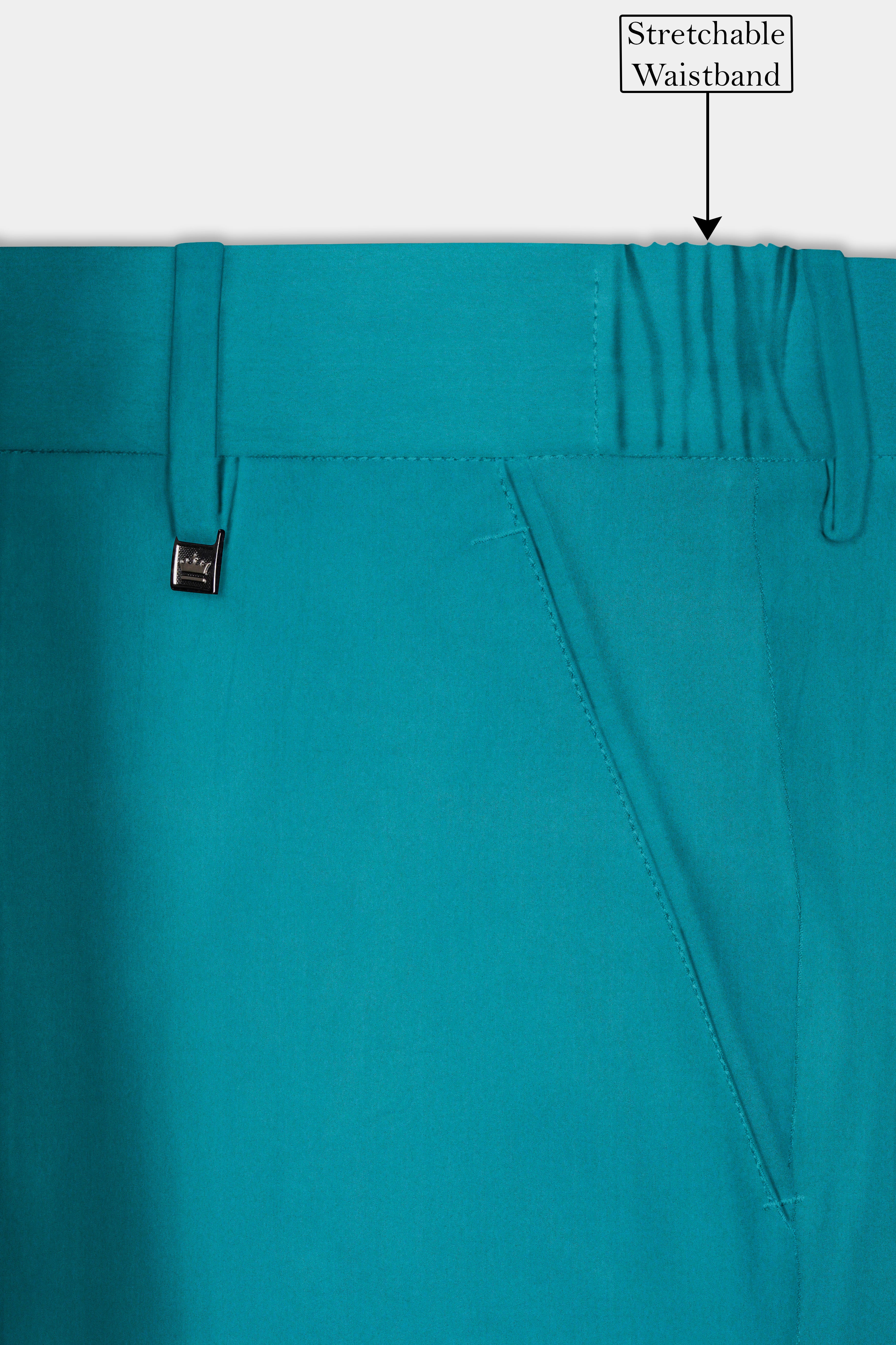 Surfie Green Solid Wool Blend Stretchable Waistband Pant