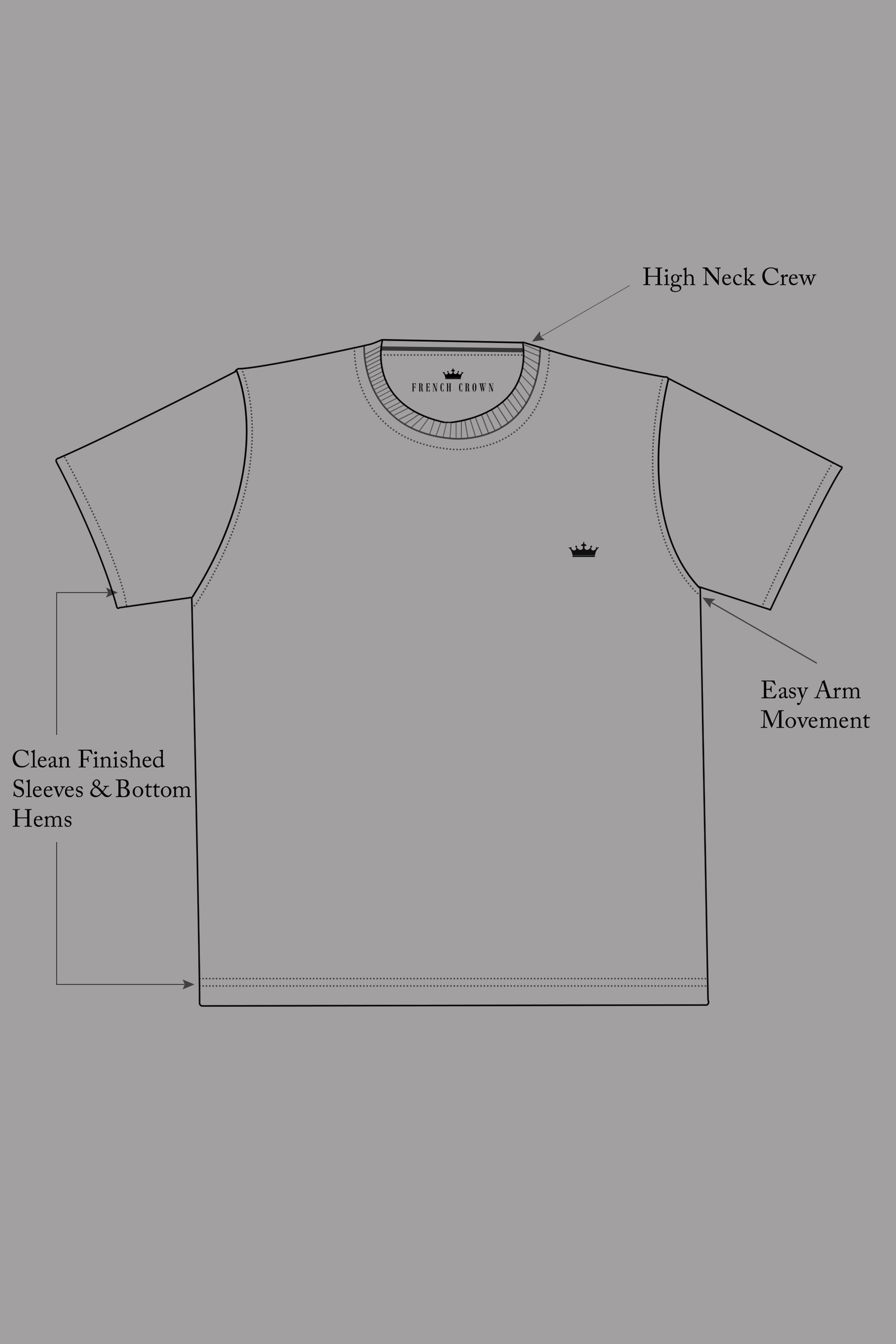 Gunmetal Gray and Marzipan Yellow Premium Cotton T-Shirt