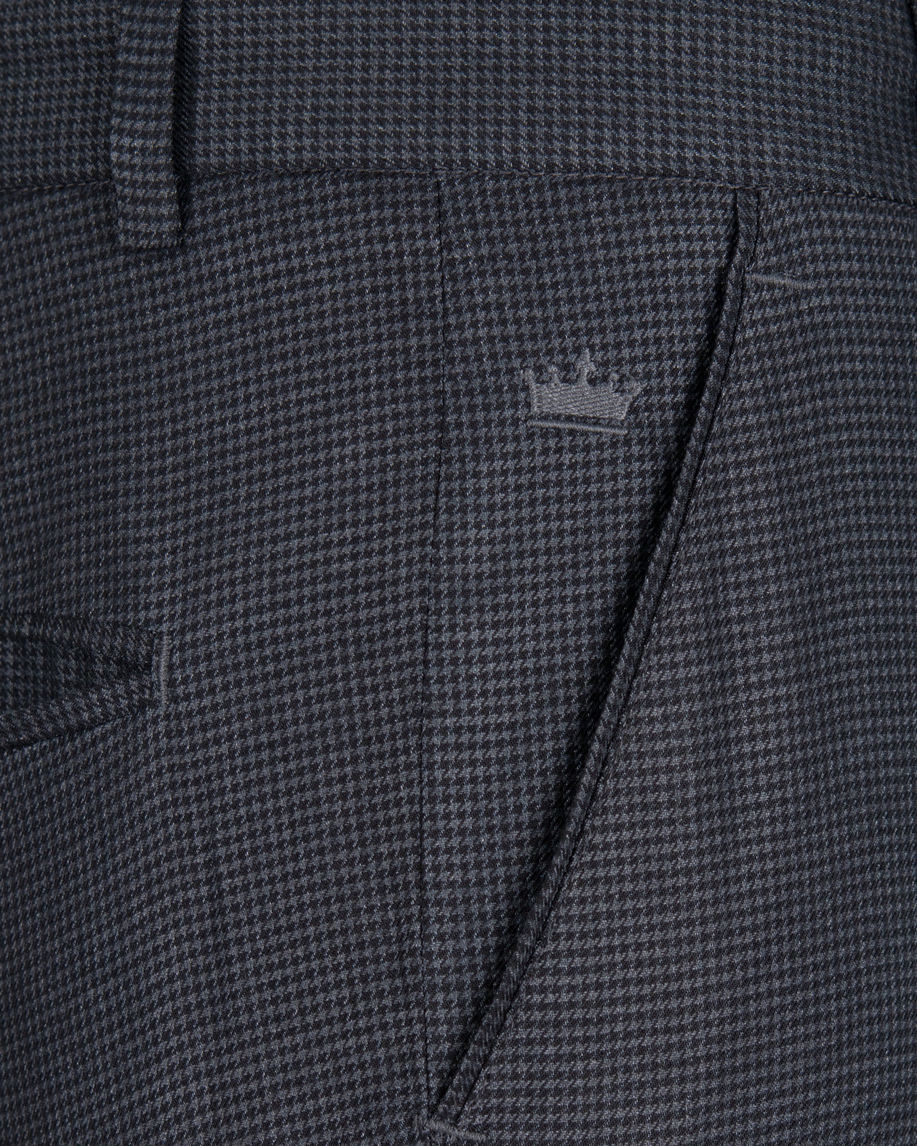 Pale Sky Grey houndstooth Wool Rich  Pant