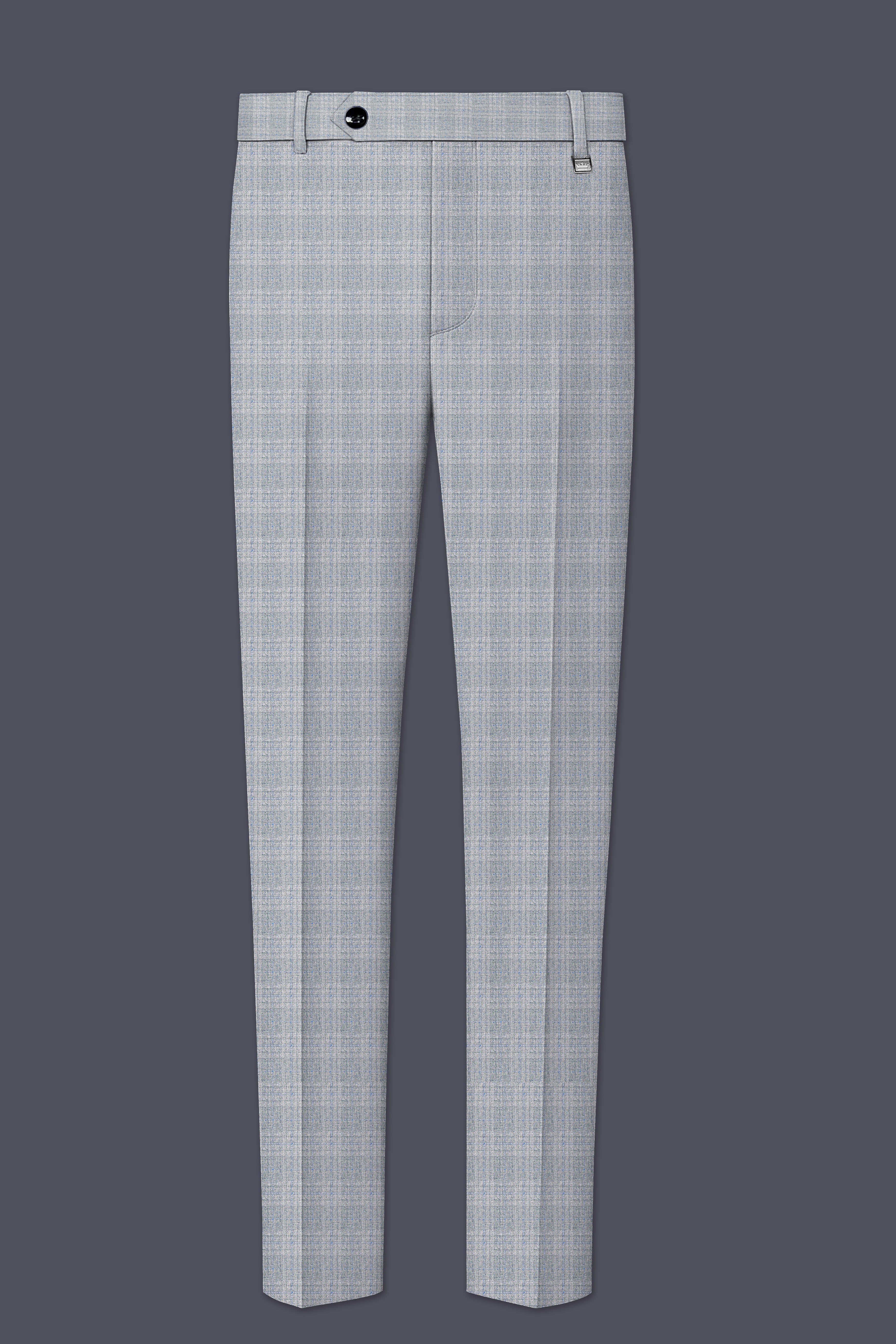 Nobel Grey Subtle Plaid Wool Rich Pant
