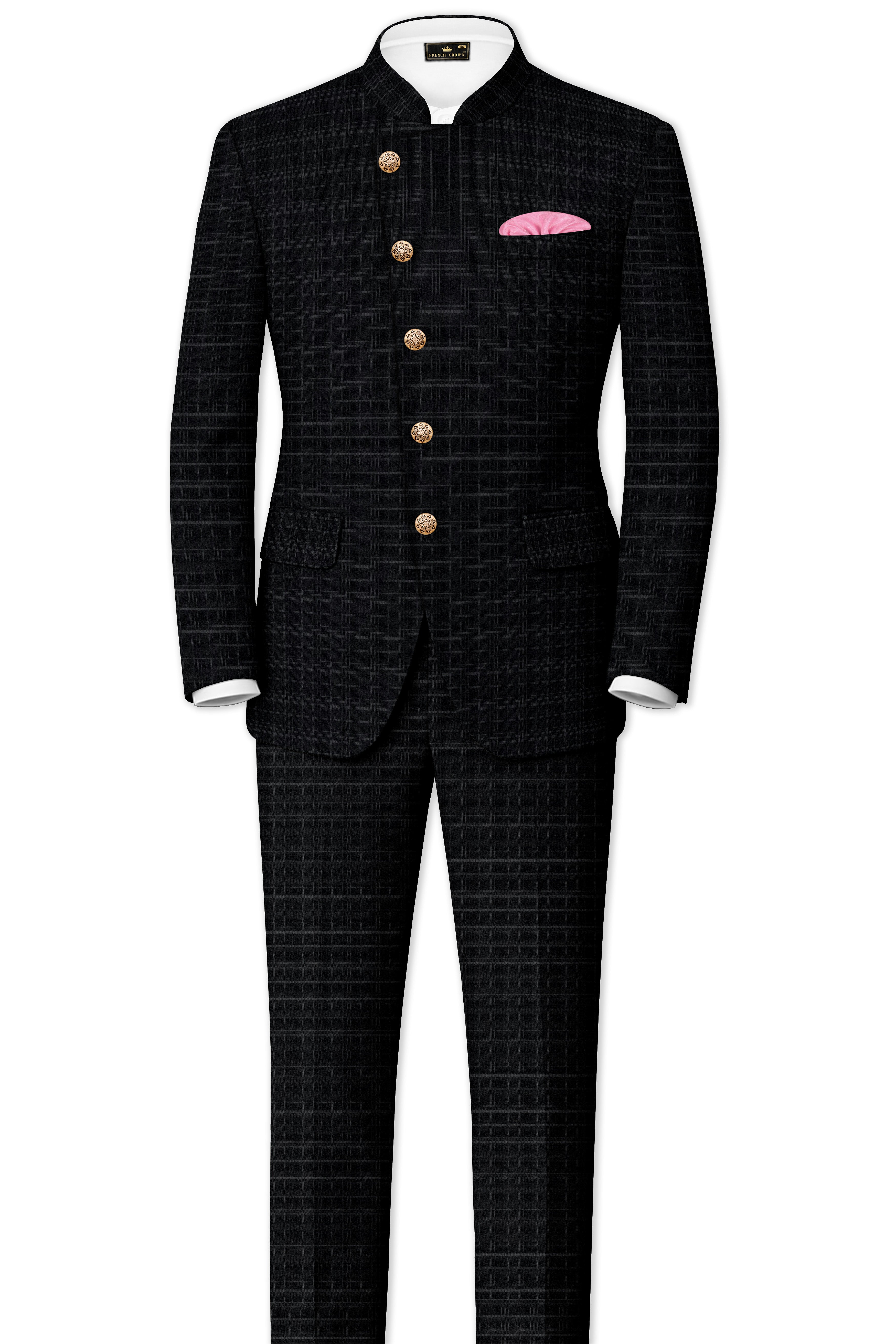 Star Dust and Shark Grey Plaid Wool rich Pant