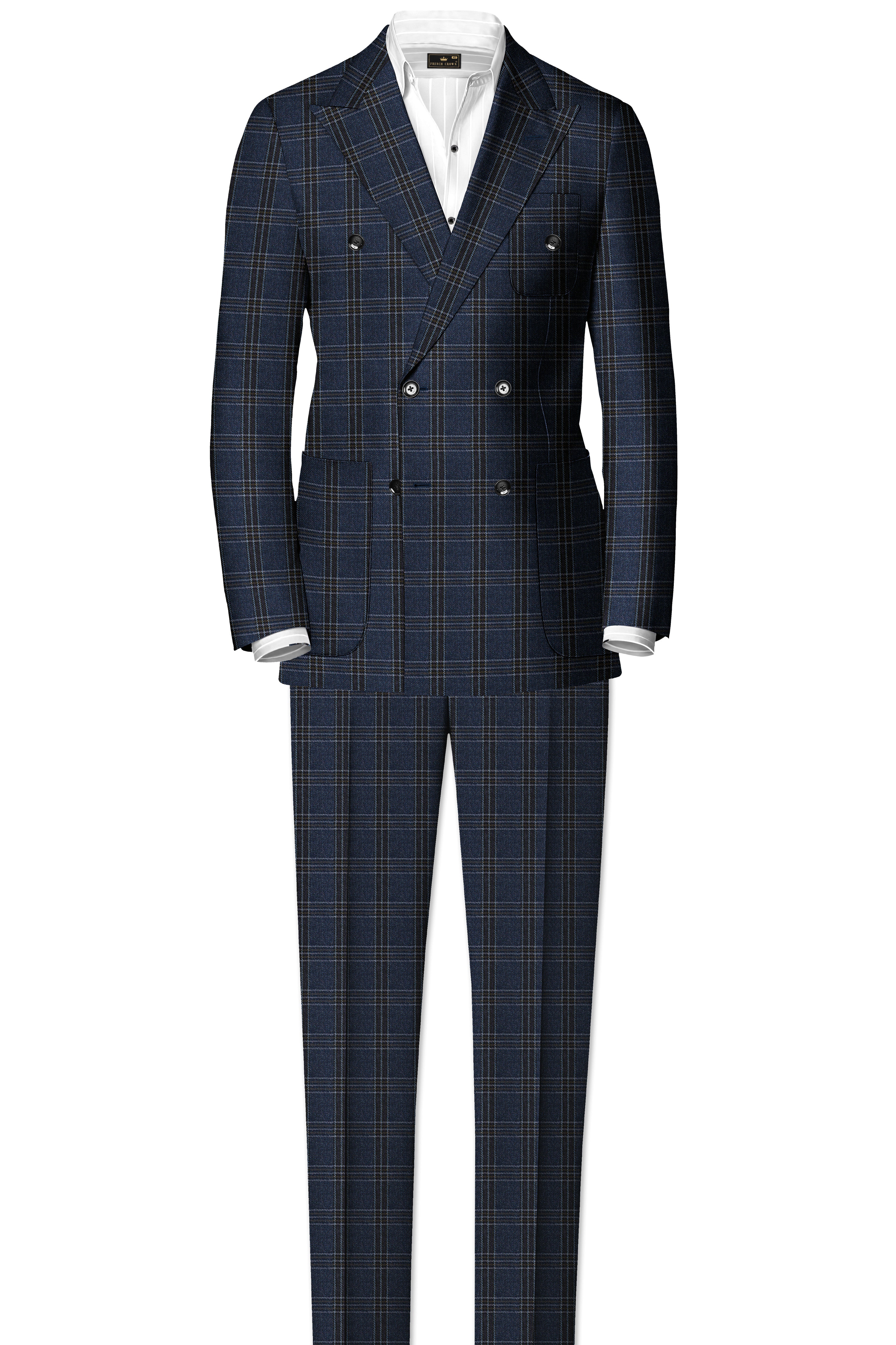 Licorice Blue Plaid heavyweight tweed Wool Rich Pant