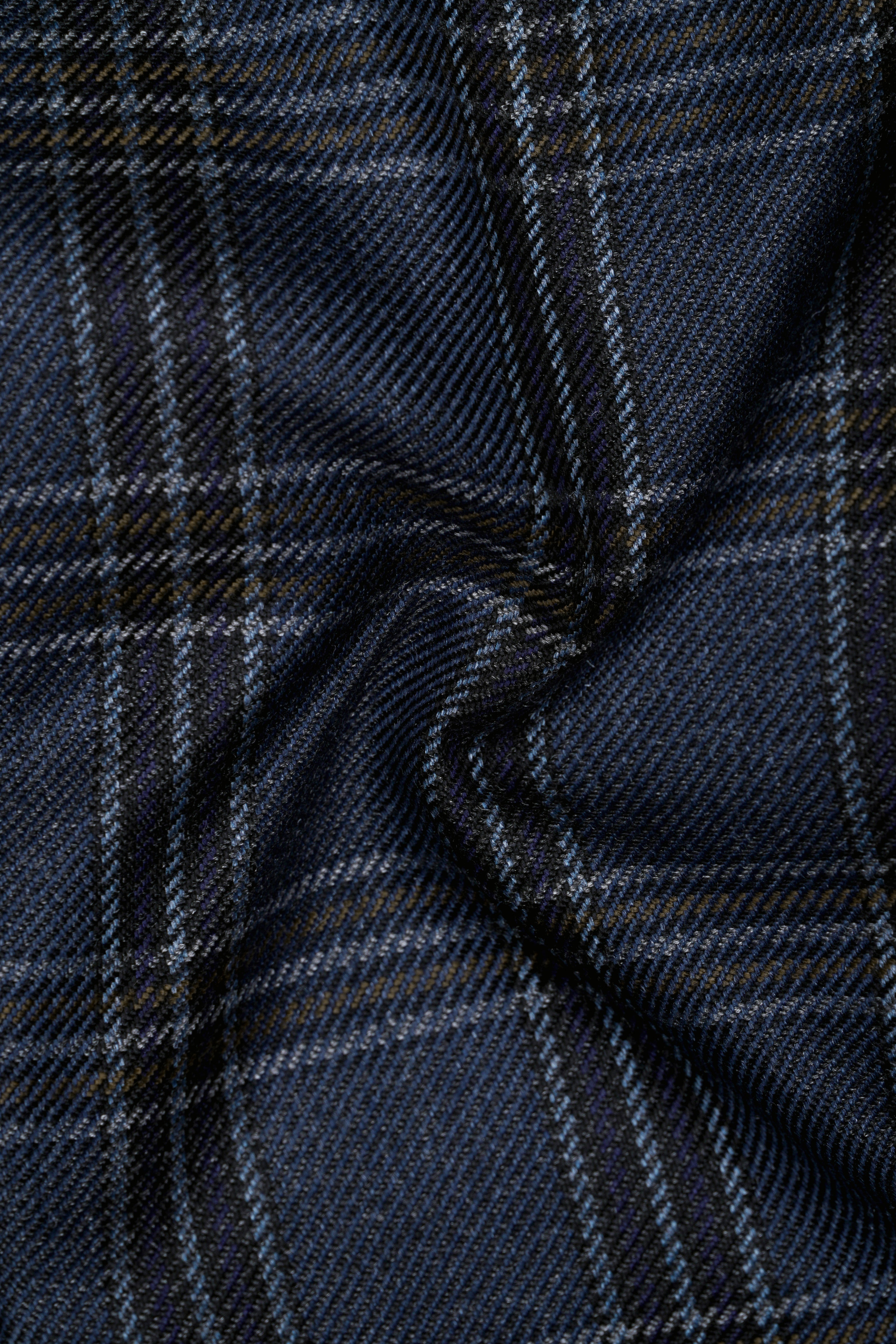Licorice Blue Plaid heavyweight tweed Wool Rich Pant