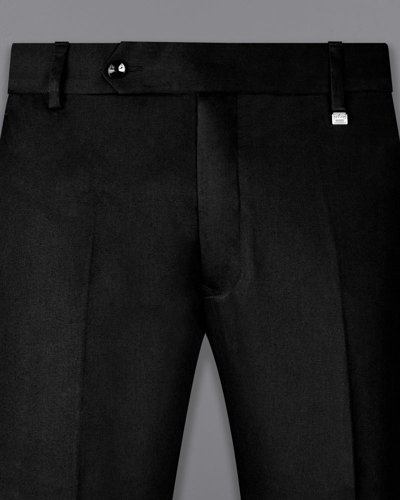 Jade Black Solid Stretchable Premium Cotton traveler Pant