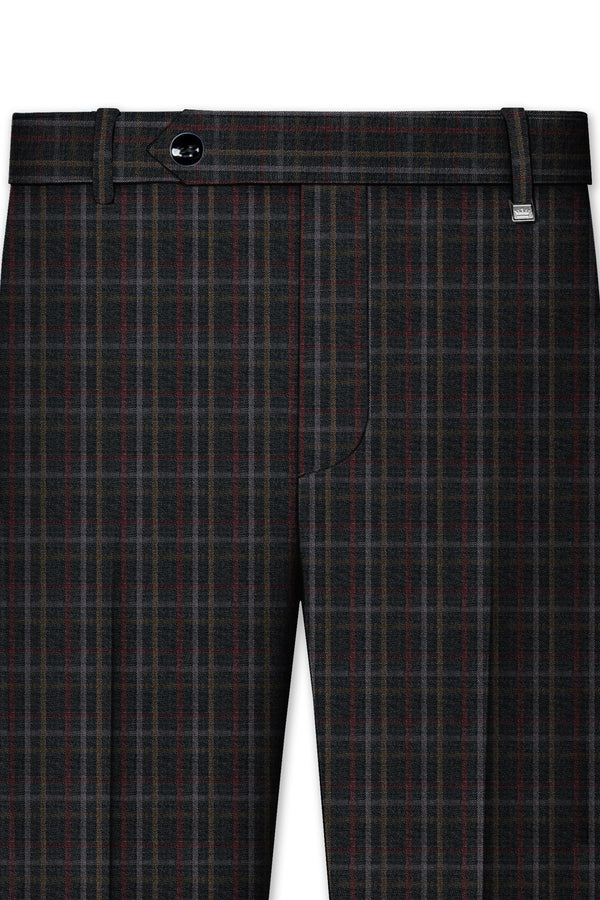Zeus Black Plaid Wool Rich Pant