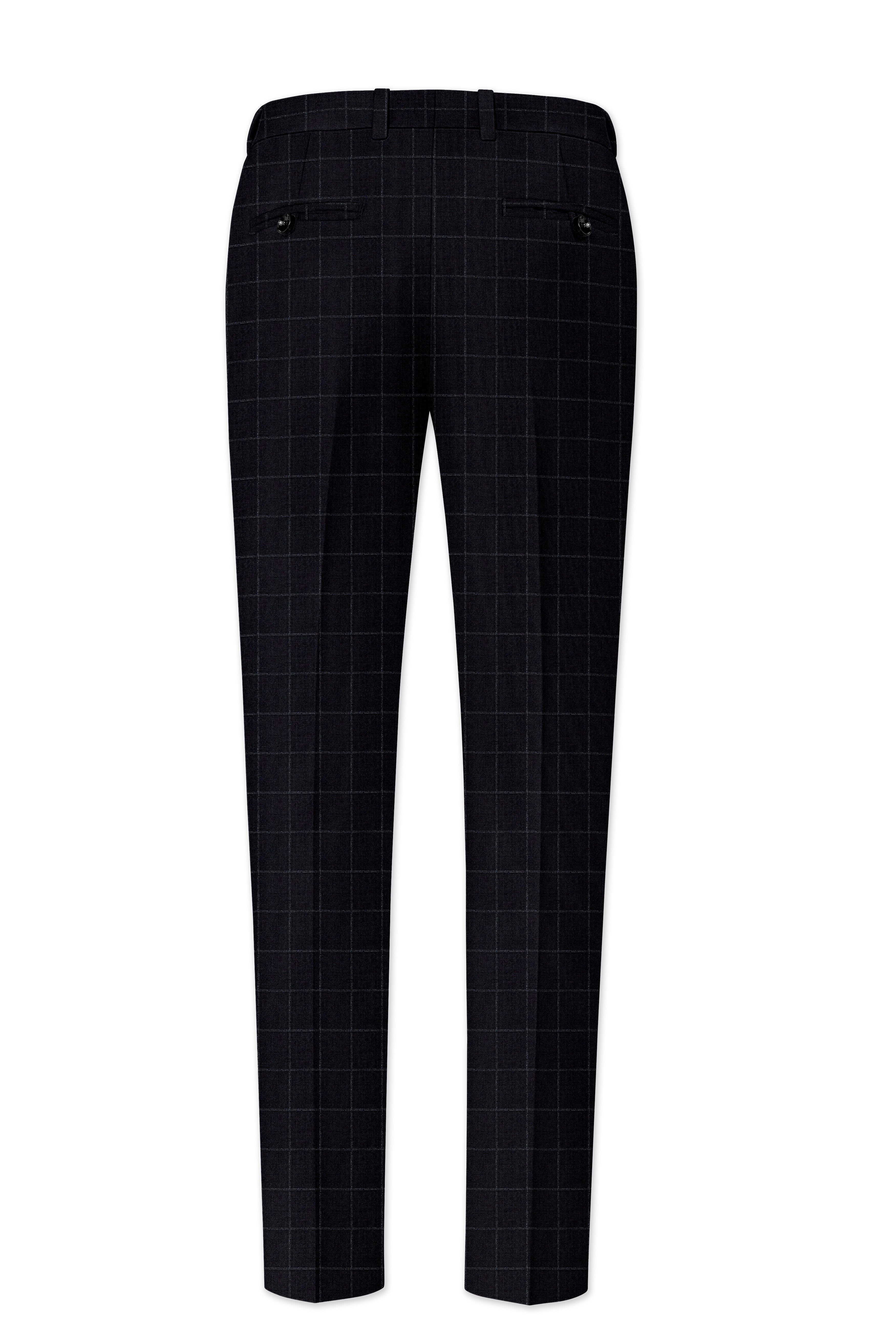 Log Cabin Black Super fine  Windowpane Wool Rich Pant