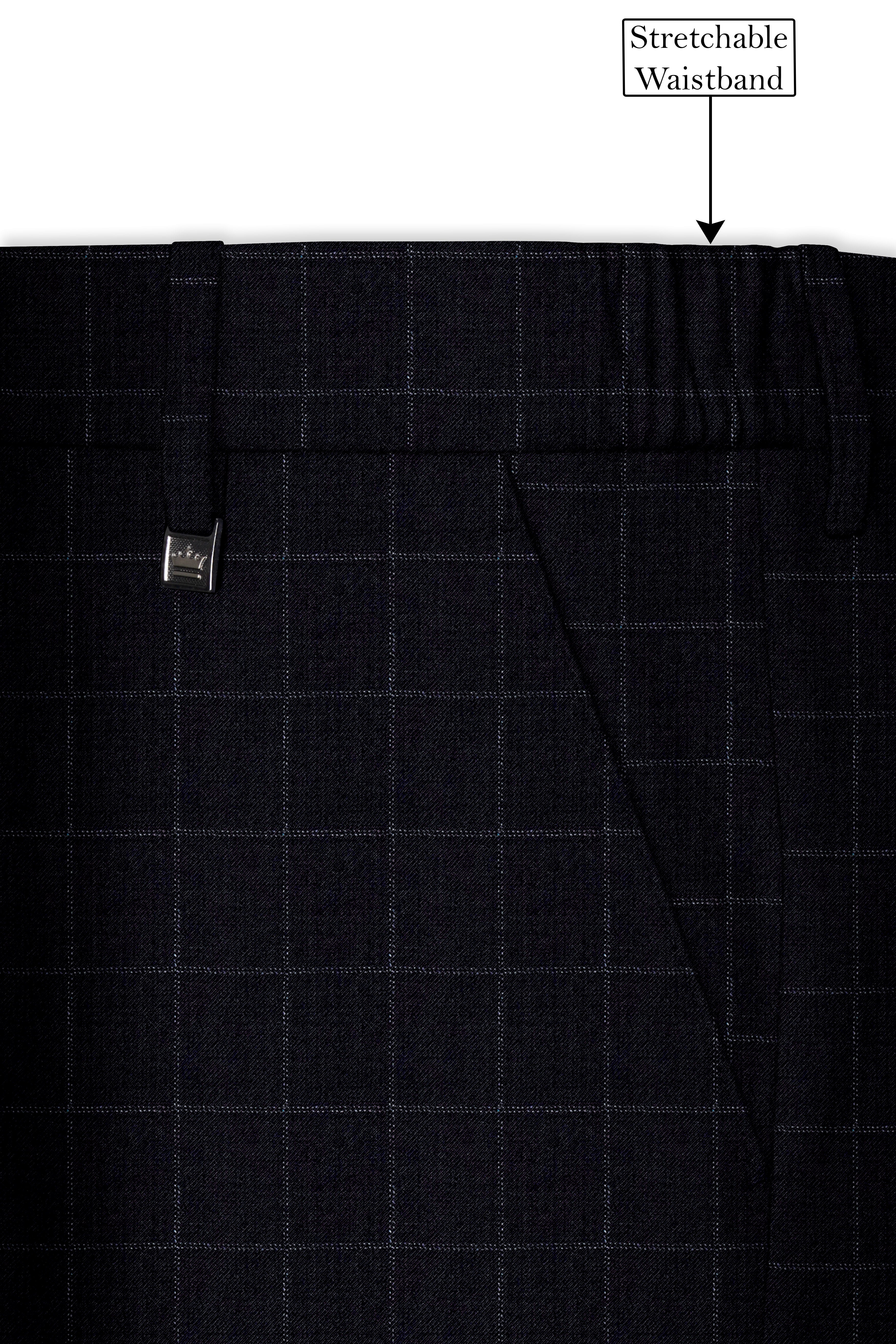 Log Cabin Black Super fine  Windowpane Wool Rich Pant
