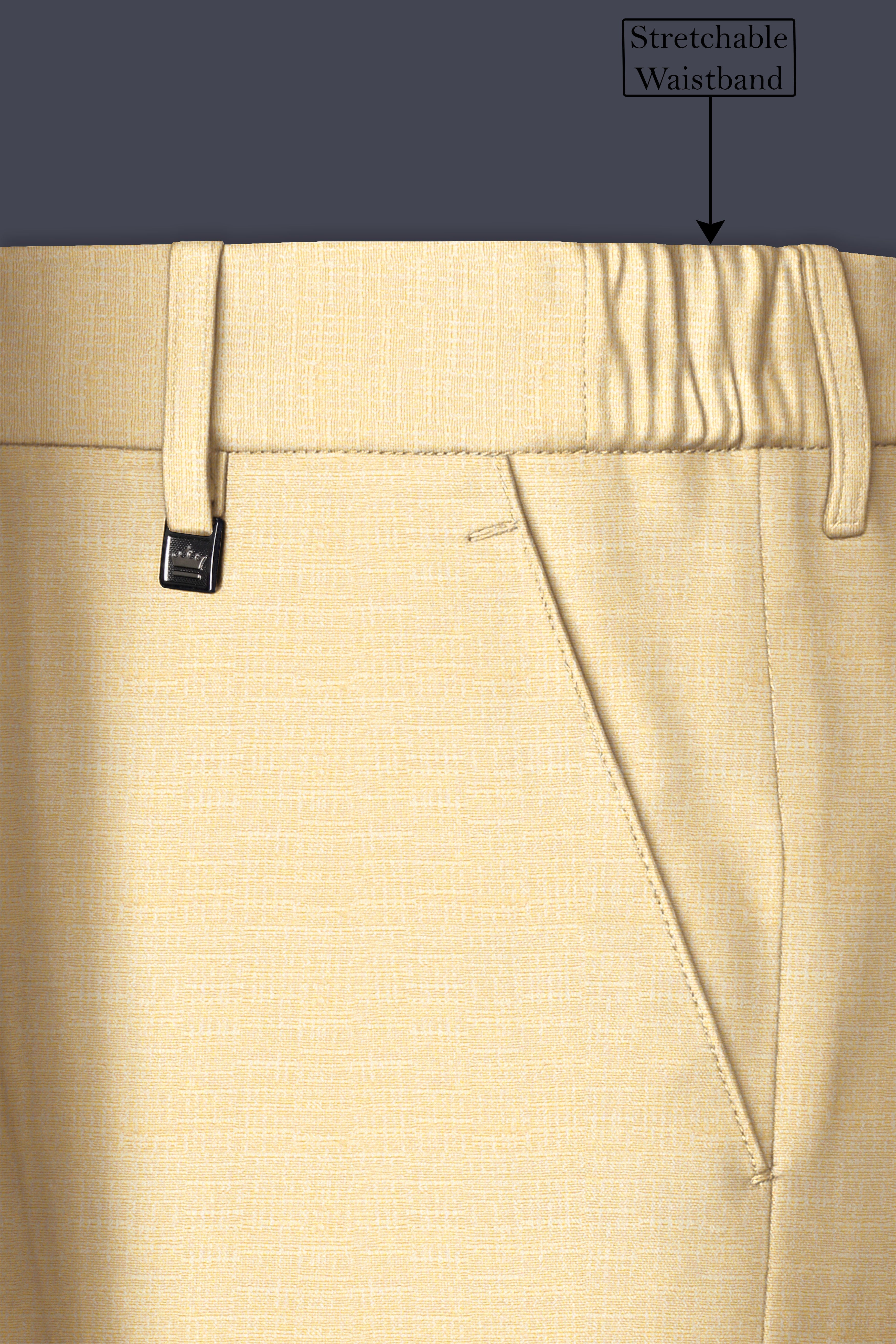Derby Yellow Textured Stretchable Waistband Pant