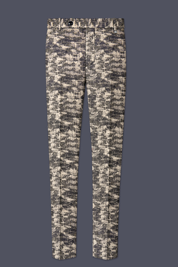 Bastille and Champagne Beige Abstract Printed Stretchable Waistband Pant