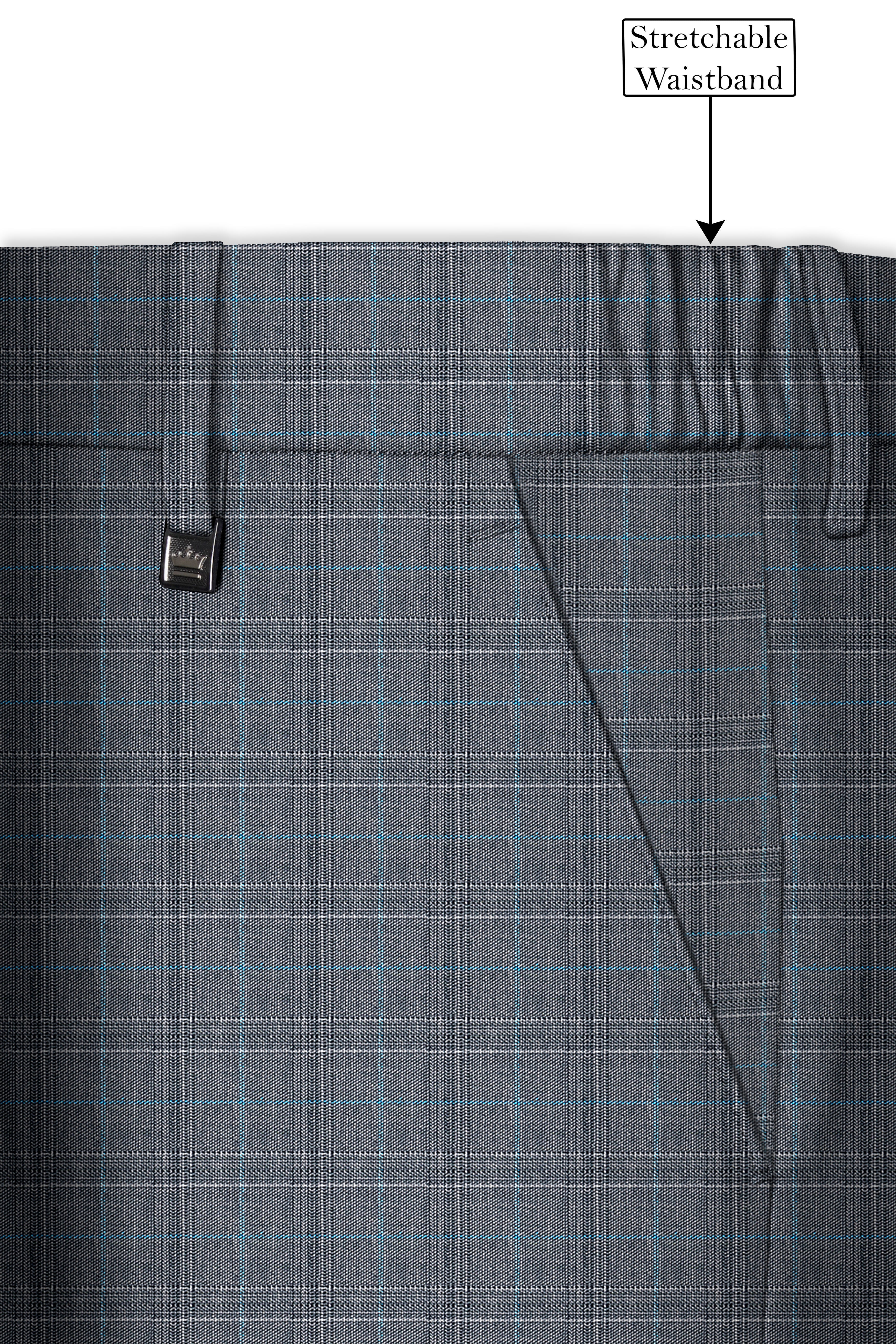 Mobster Grey Windowpane Premium Cotton Pant