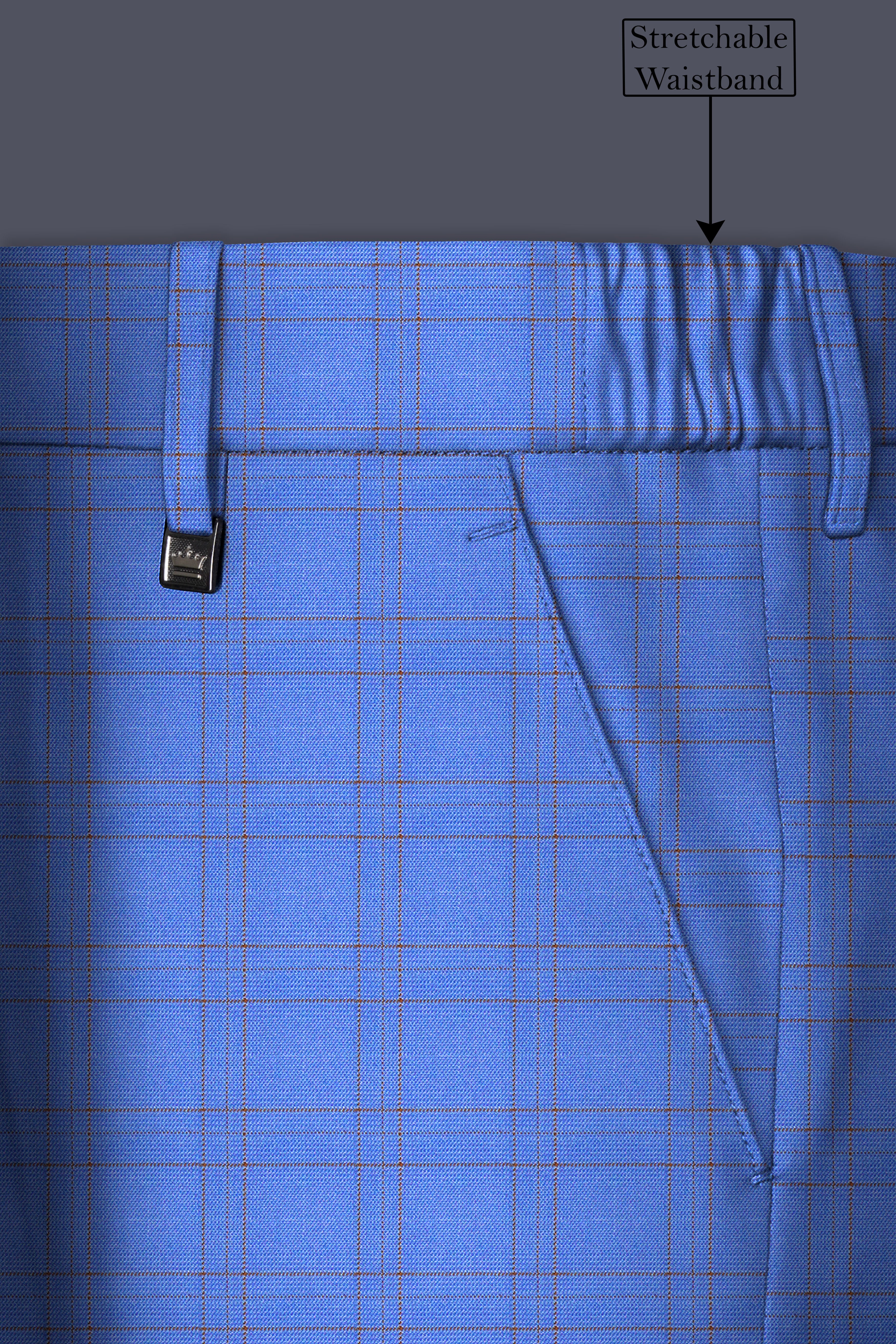 Scampi Blue With Pickled Brown Plaid Pant