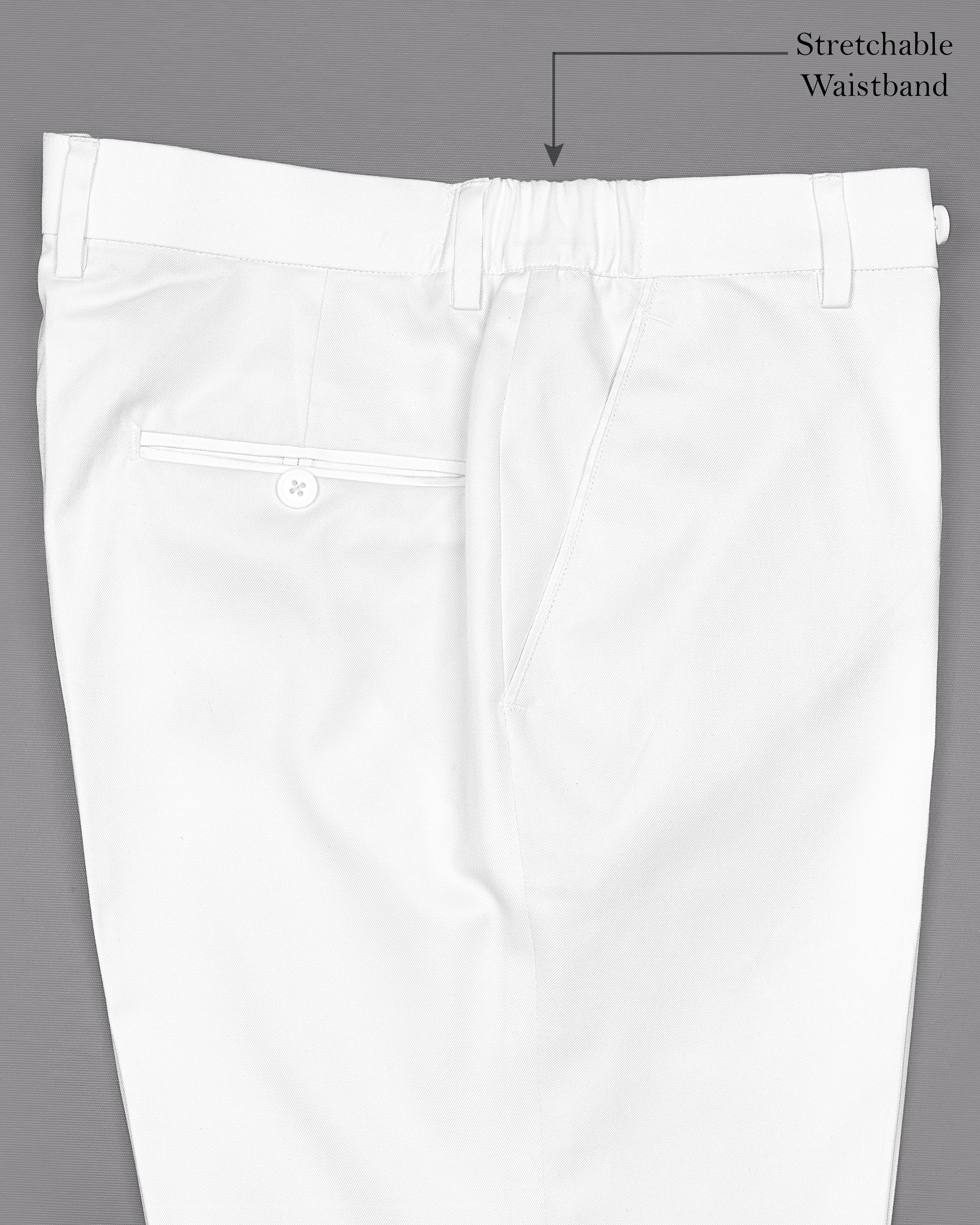 Bright White Subtle Sheen Stretchable Waistband traveler Pants