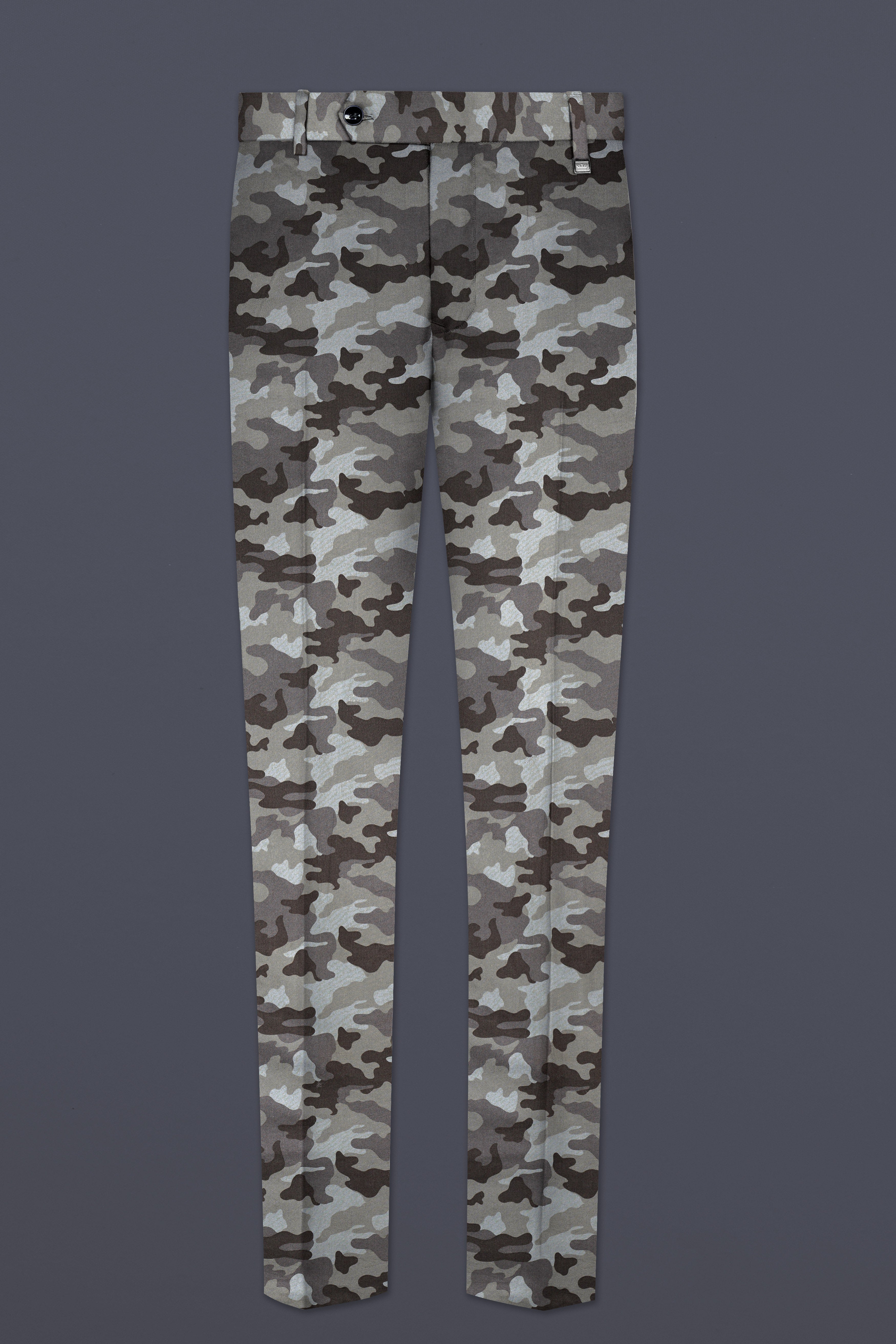 Emperor Gray And Tundora Camouflage Printed Cotton Stretchable Waistband Pant