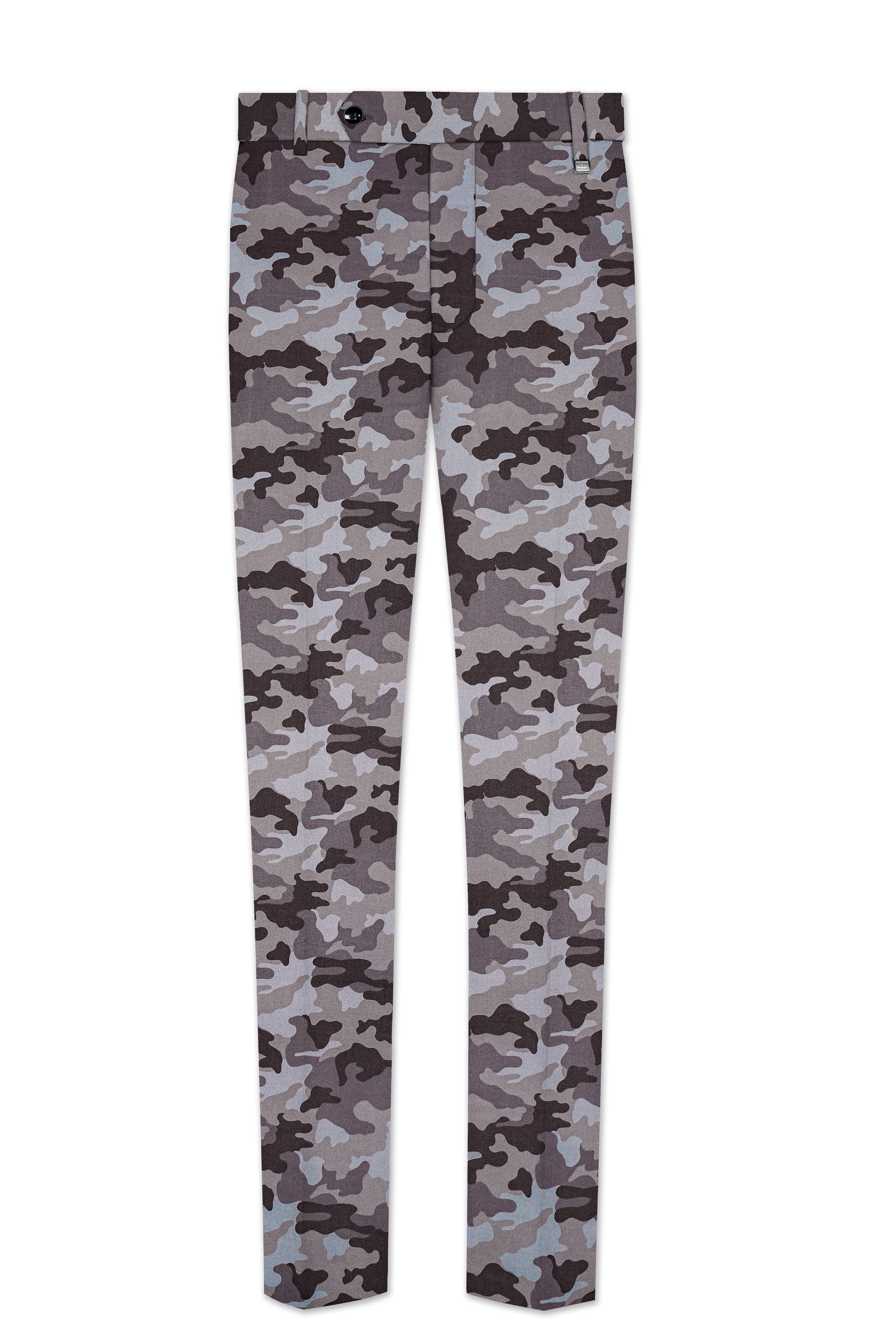 Emperor Gray And Tundora Camouflage Printed Cotton Stretchable Waistband Pant