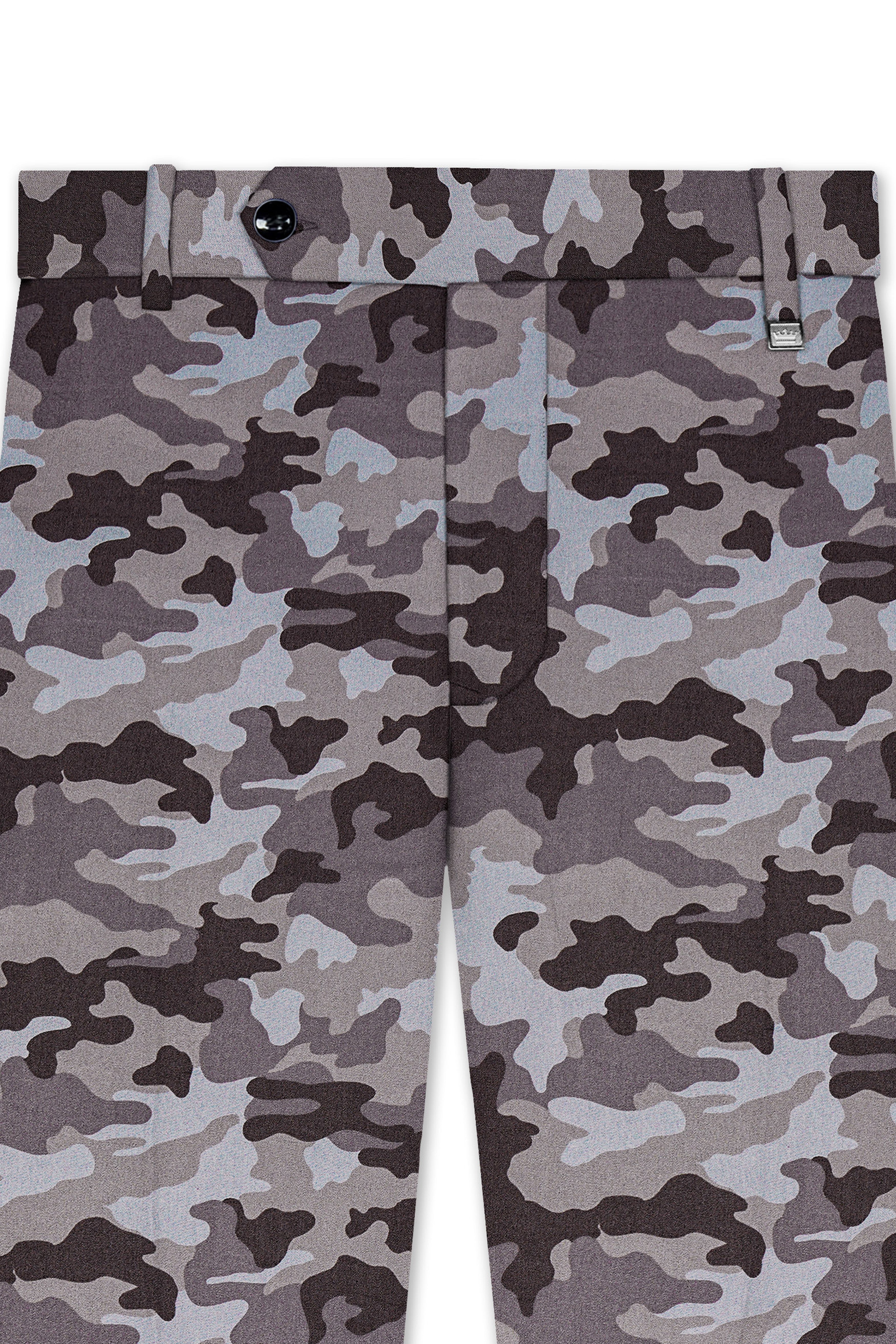 Emperor Gray And Tundora Camouflage Printed Cotton Stretchable Waistband Pant