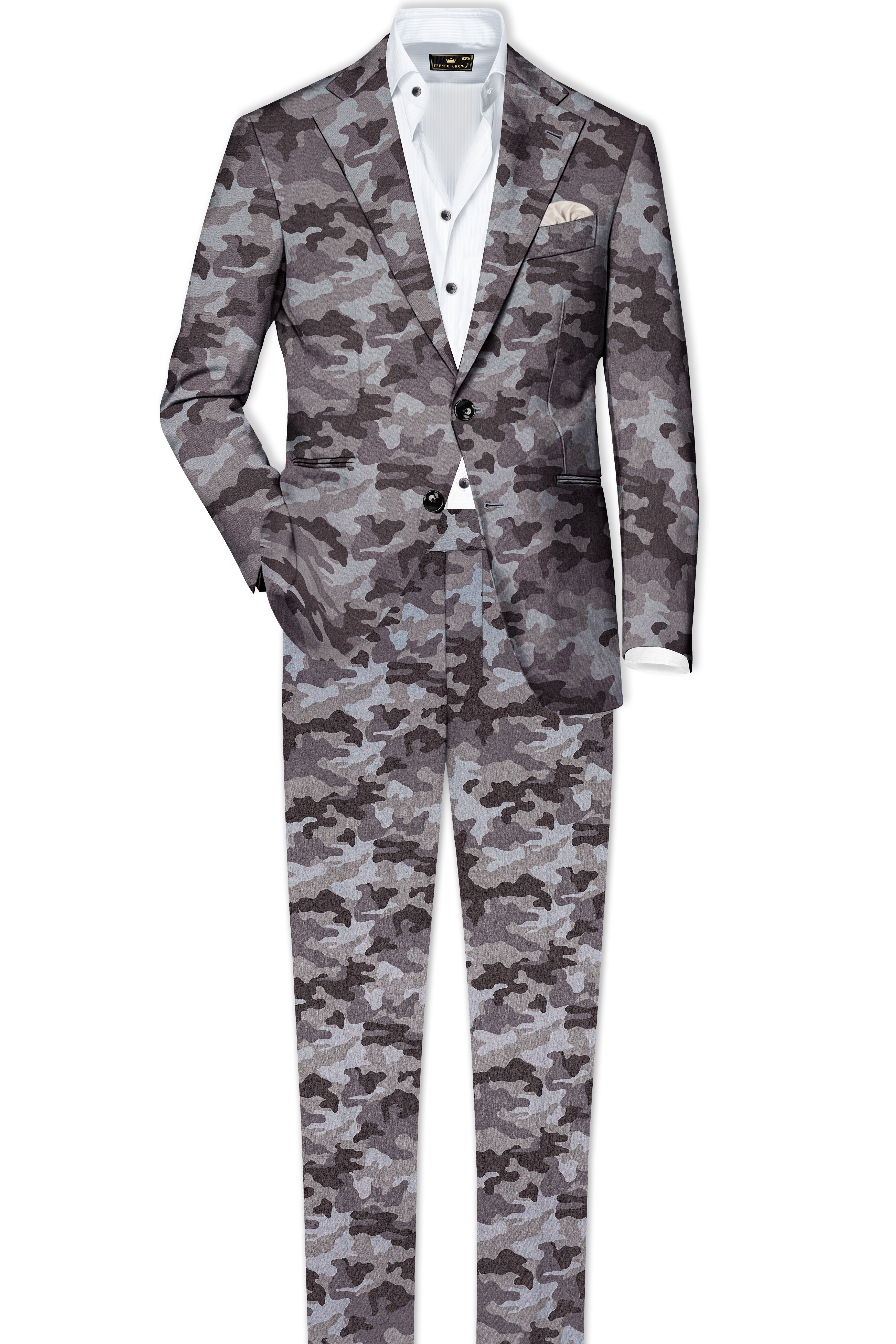Emperor Gray And Tundora Camouflage Printed Cotton Stretchable Waistband Pant