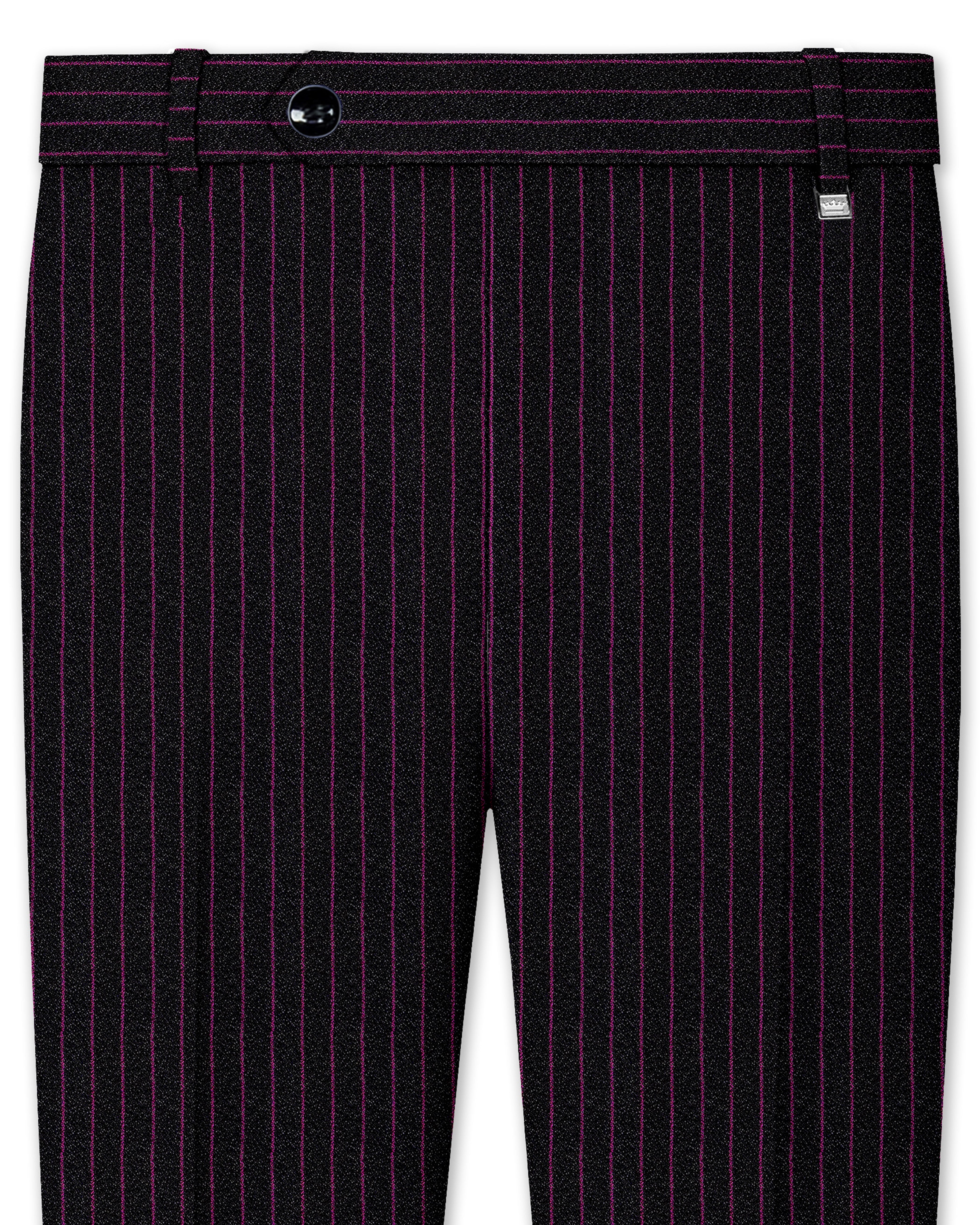 Zeus Black with Dark Mauve Pink Stripes Premium Terry-Rayon Pant