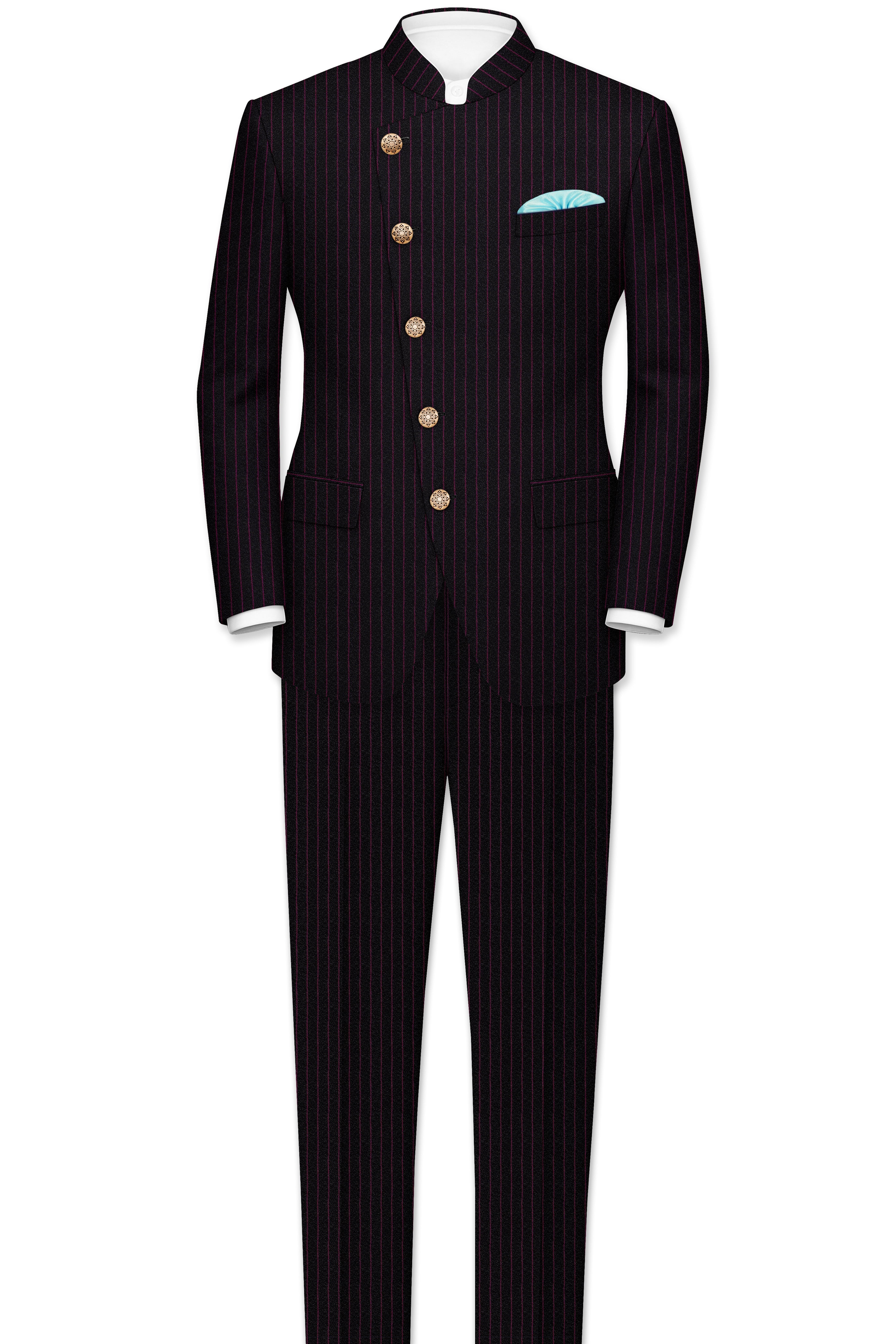 Zeus Black with Dark Mauve Pink Stripes Premium Terry-Rayon Pant