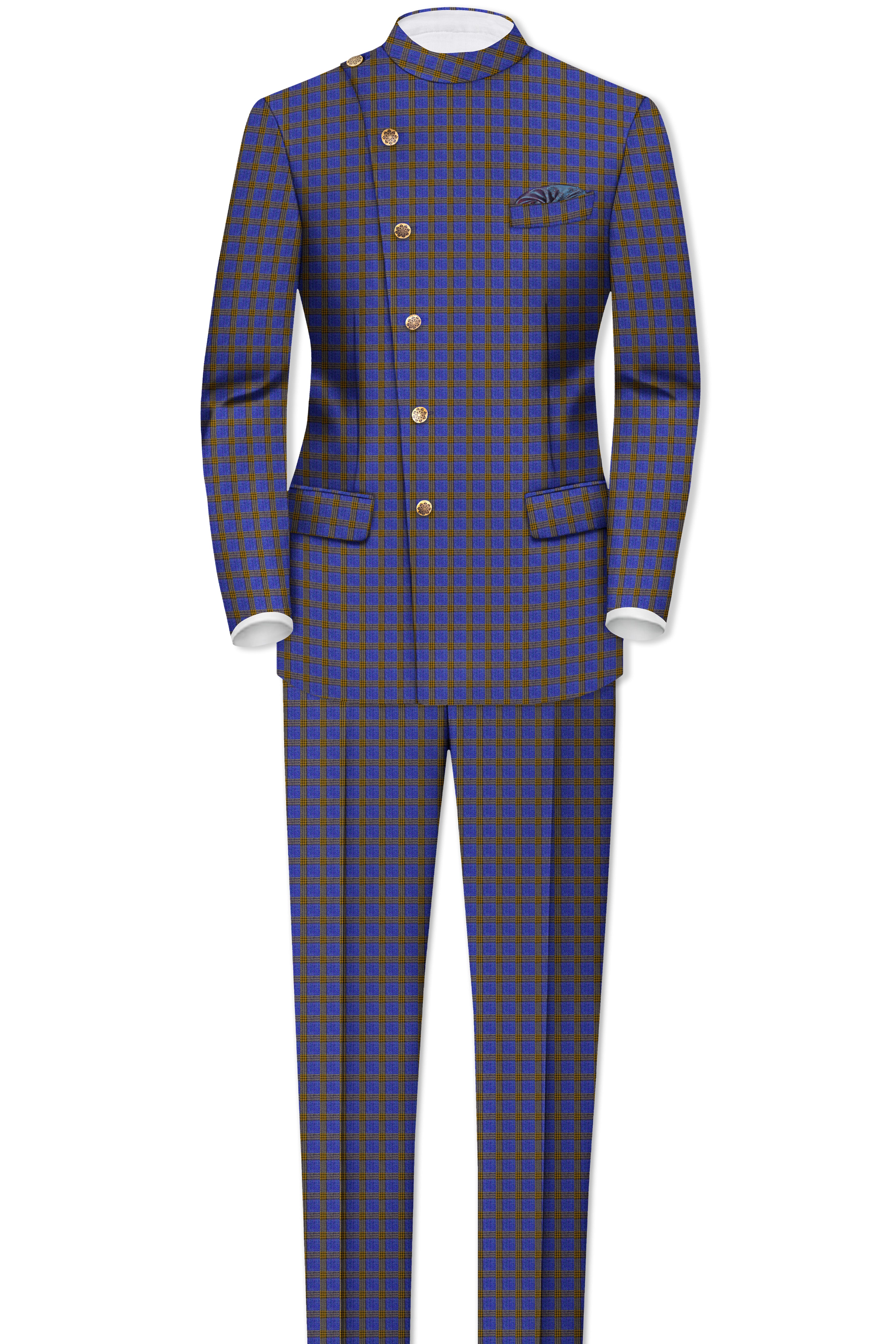 Twilight Blue with Alpine Brown Plaid Pants