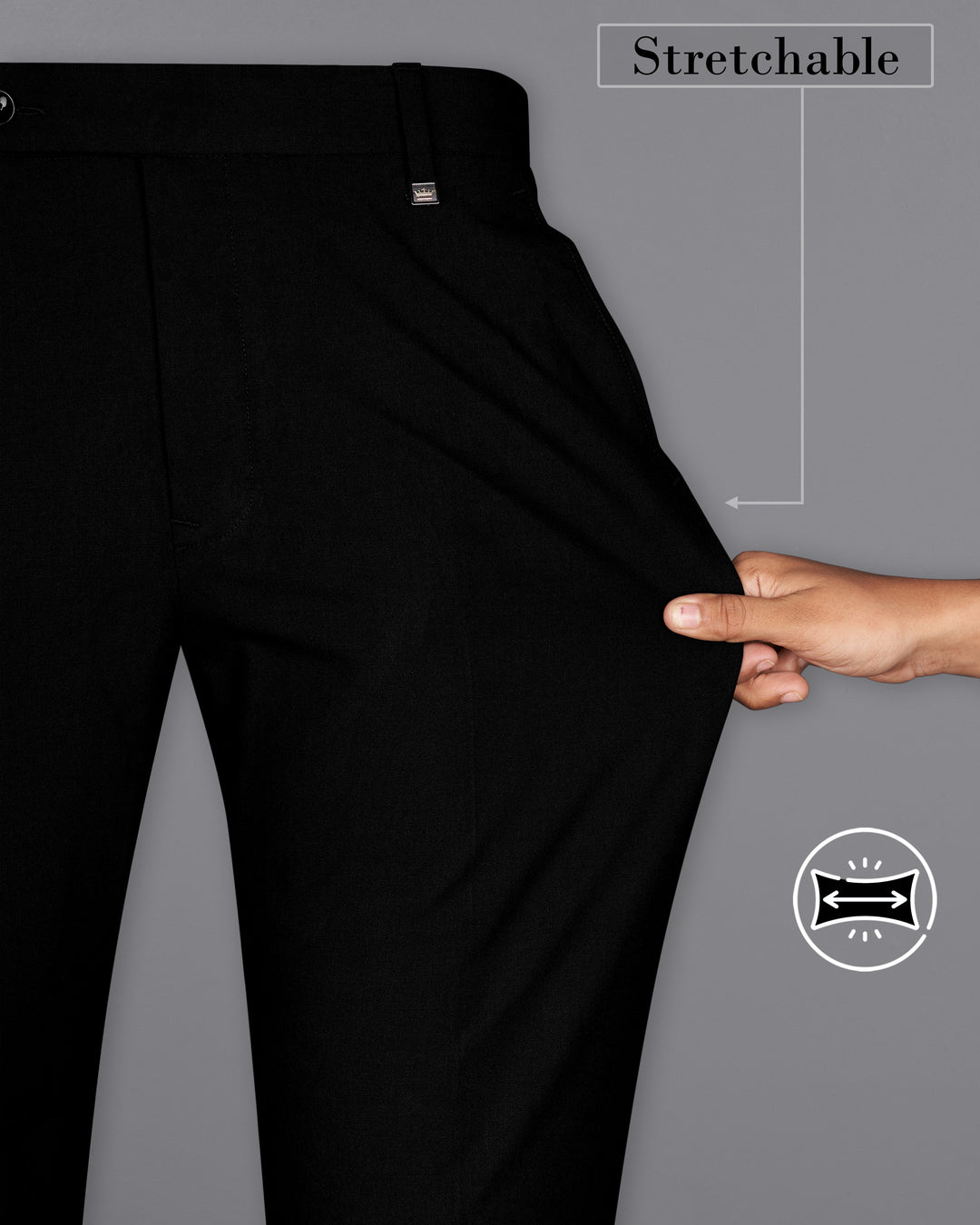 Buy Ebony Black Stretch Formal Pants For Men Online In India