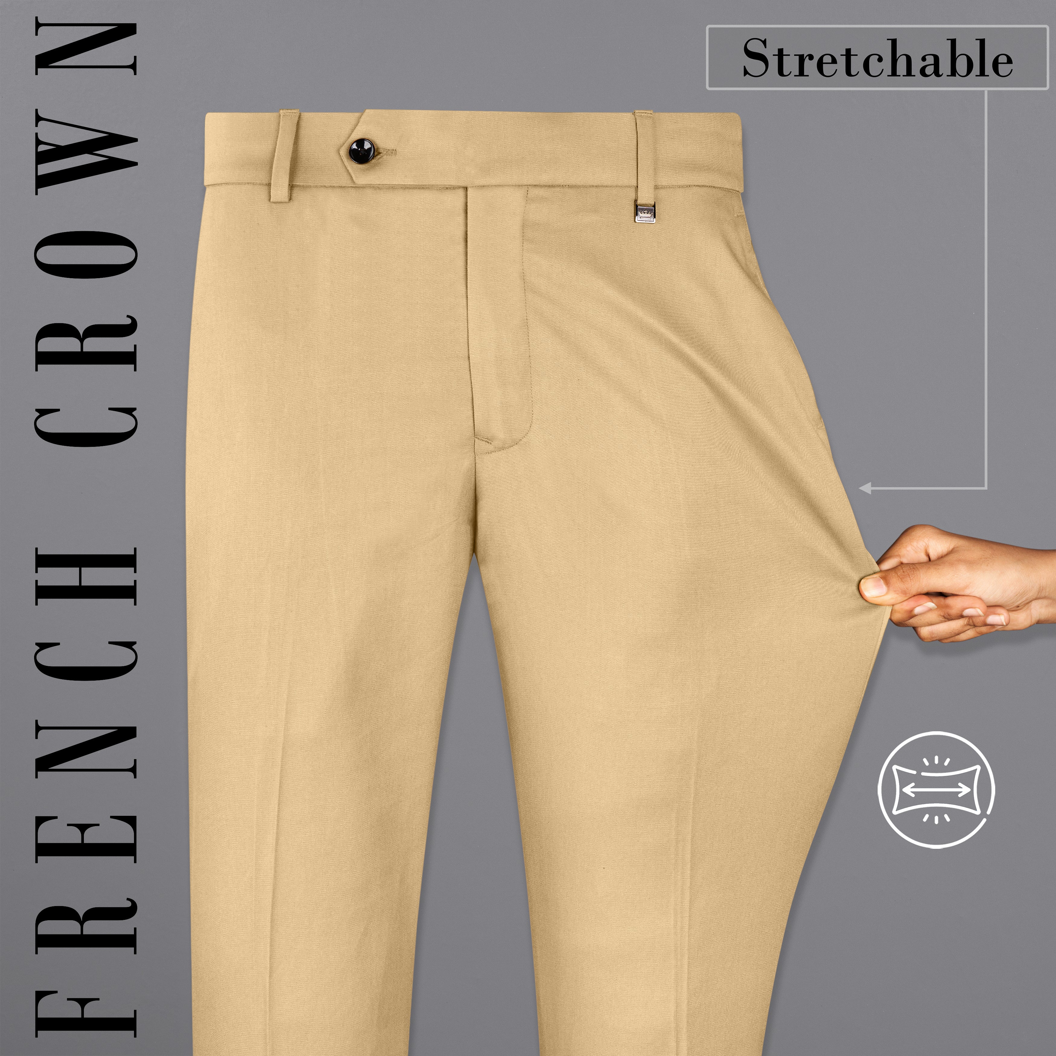 4 Colors Classic Style Men's Brown Business Straight Casual Pants Solid  Stretch Cotton High Waist Office
