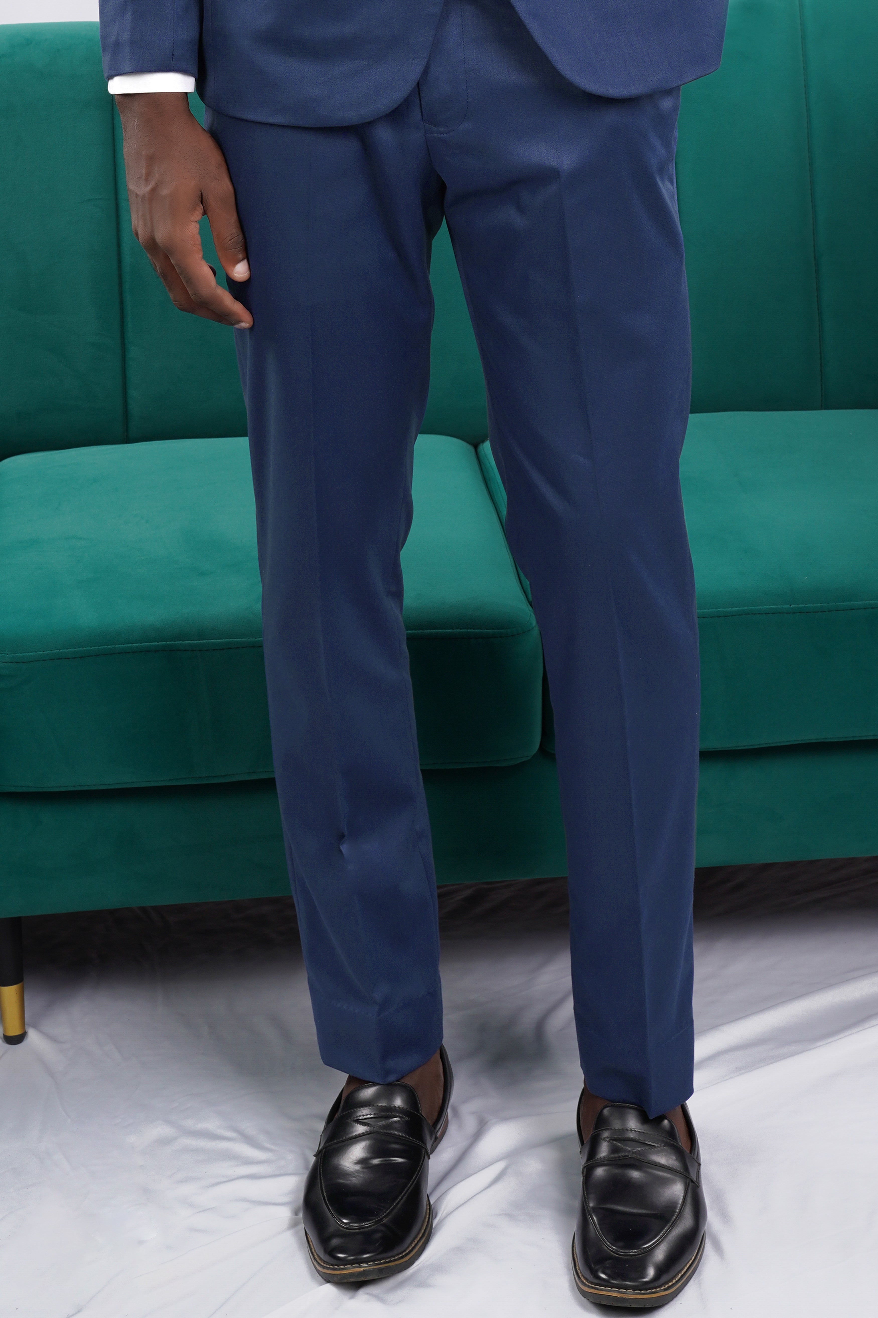 Rhino Blue Plain-Solid Premium Terry-Rayon Pant For Men