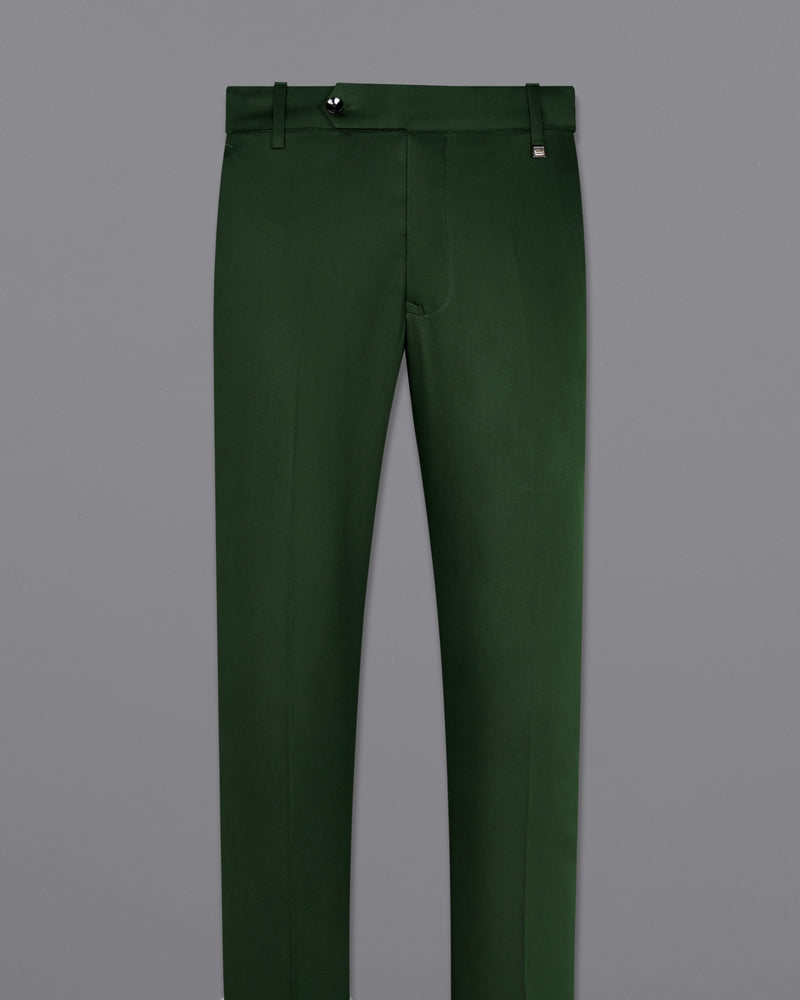 MYRTLE GREEN WOOL RICH STRETCHABLE TRAVELER PANT