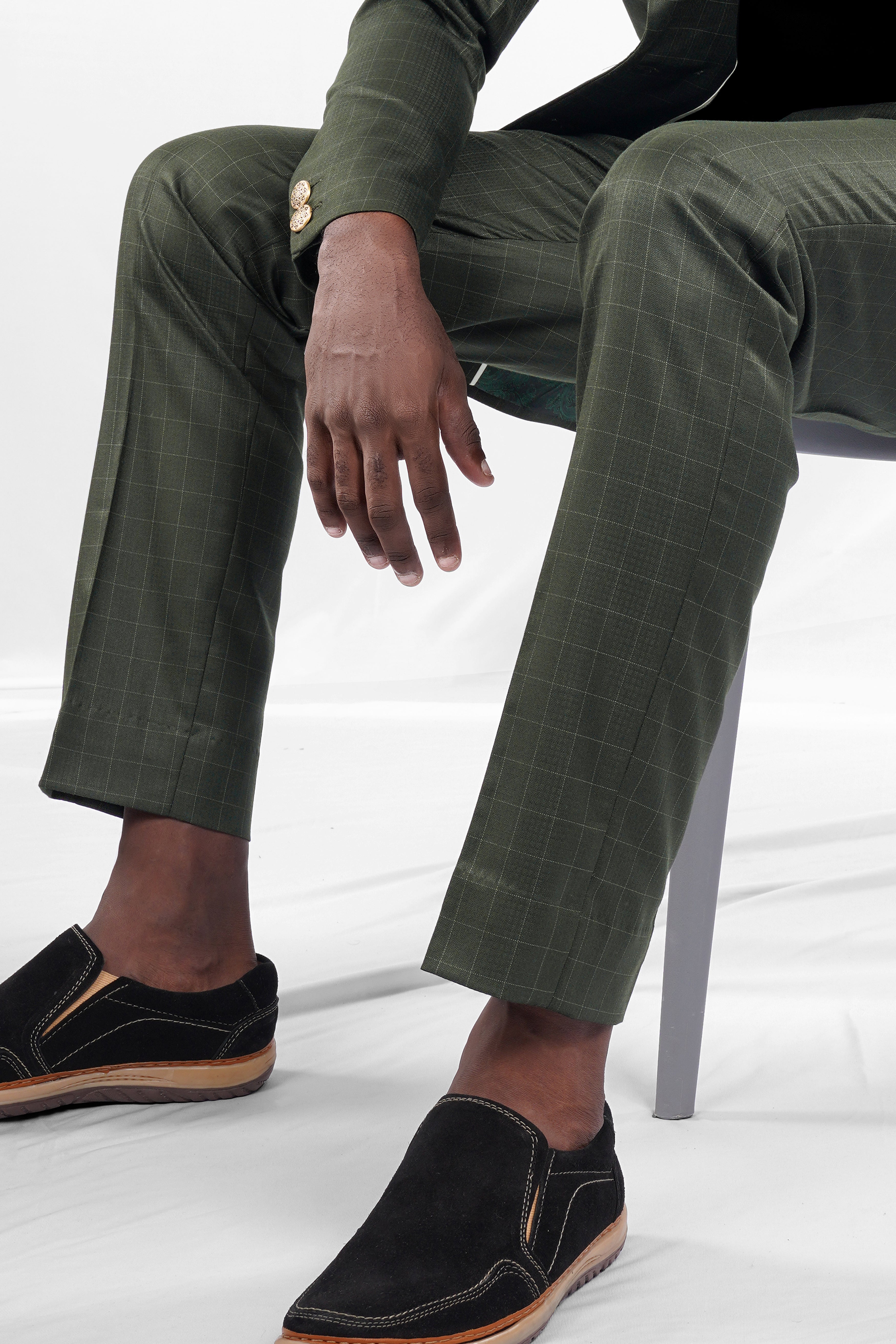 Dune Dark Green Subtle Checkered Pant T2706-28, T2706-30, T2706-32, T2706-34, T2706-36, T2706-38, T2706-40, T2706-42, T2706-44