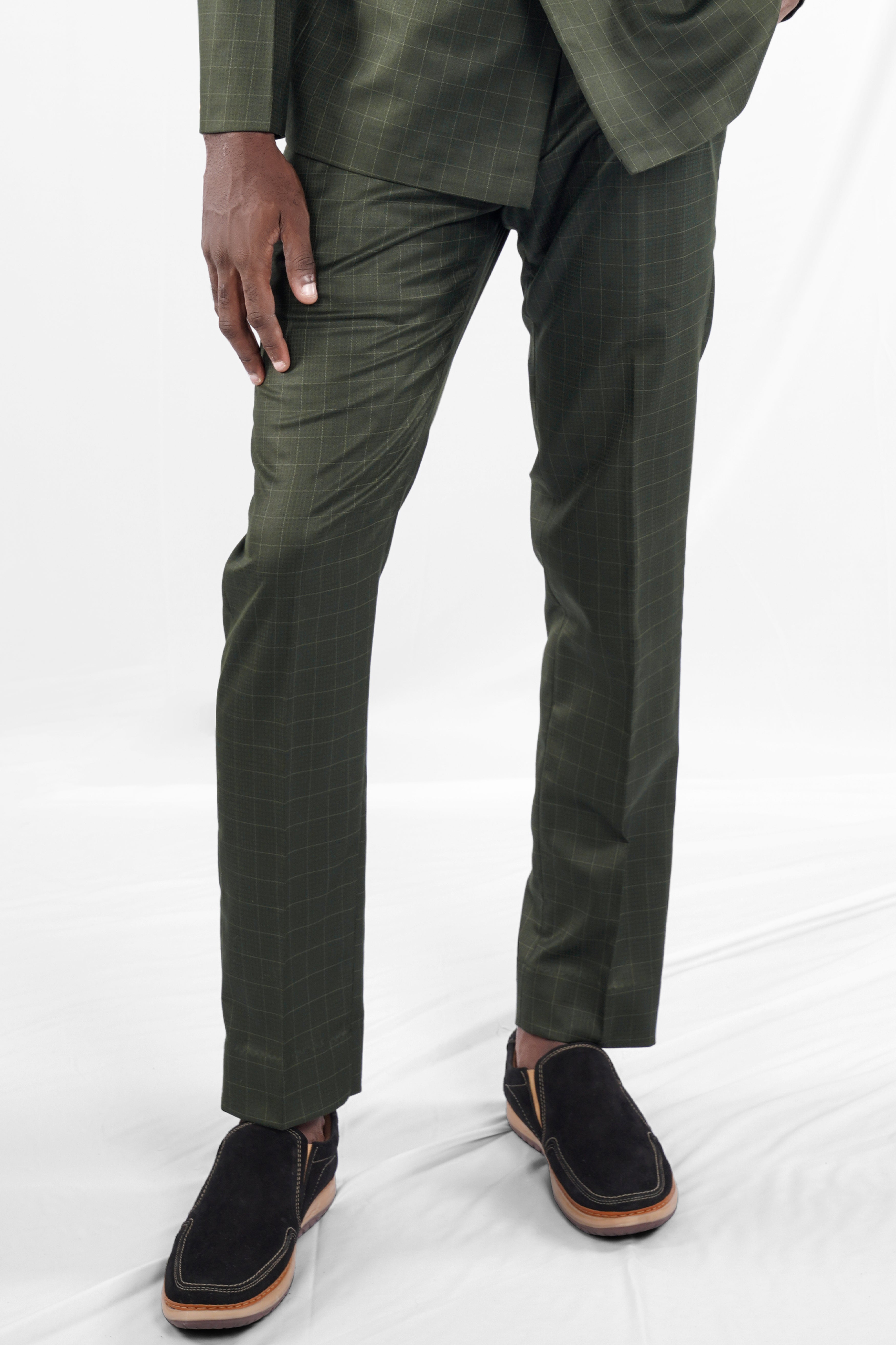 Dune Dark Green Subtle Checkered Pant T2706-28, T2706-30, T2706-32, T2706-34, T2706-36, T2706-38, T2706-40, T2706-42, T2706-44