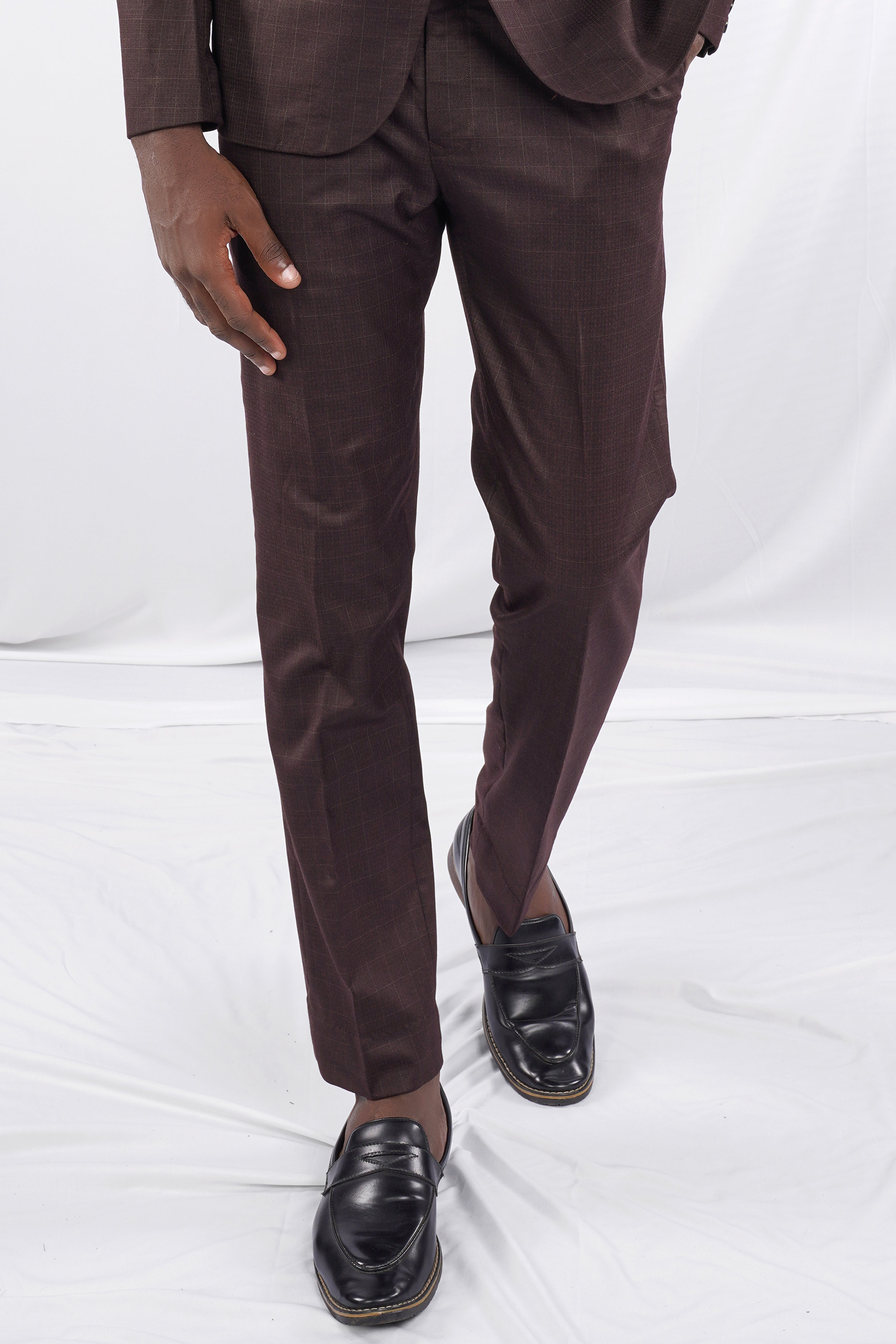 Taupe Maroon Stretchable Dobby traveler Pant T2715-28, T2715-30, T2715-32, T2715-34, T2715-36, T2715-38, T2715-40, T2715-42, T2715-44