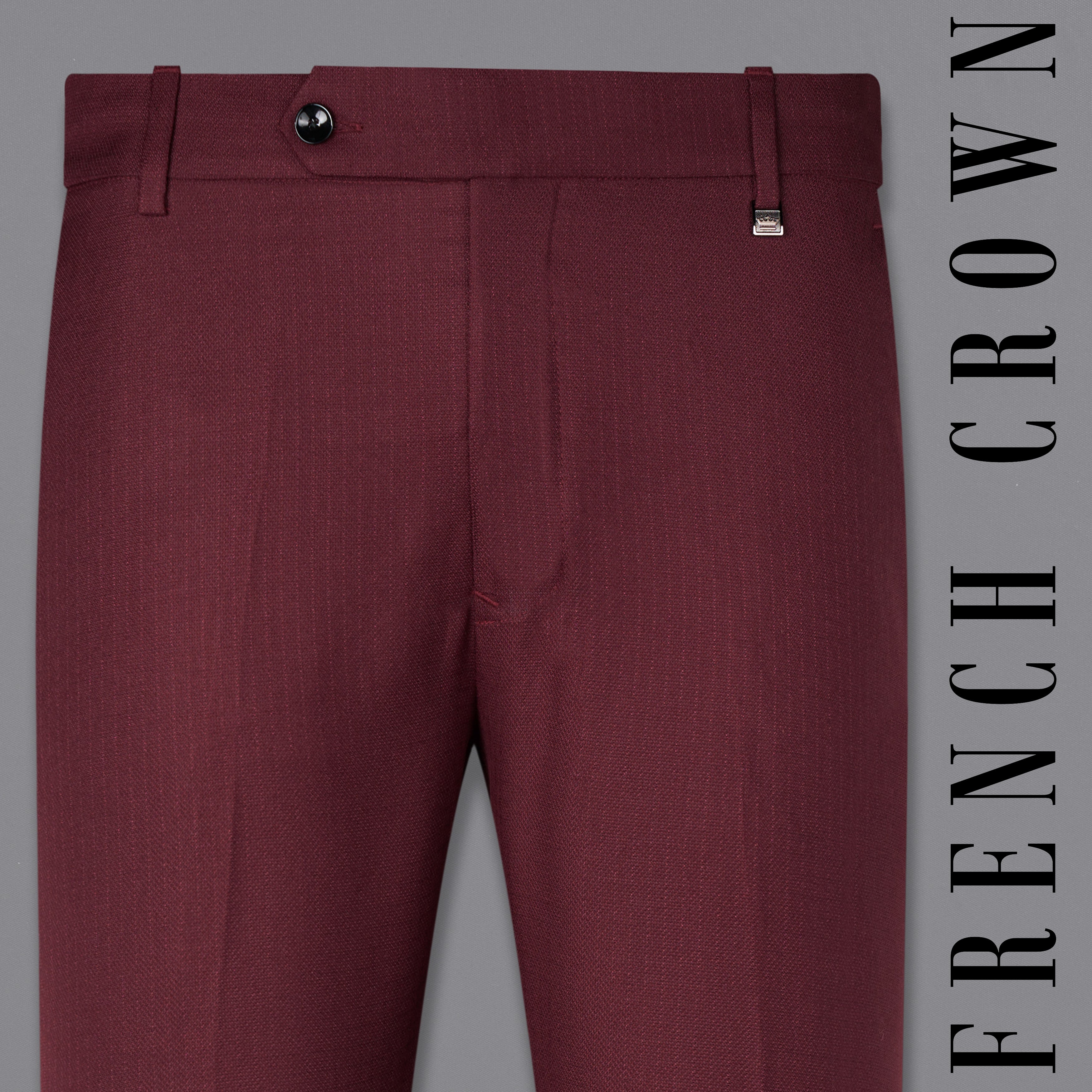 Royal Blue Checks-Plaid Regular Fit Wool Blend Pants For Men